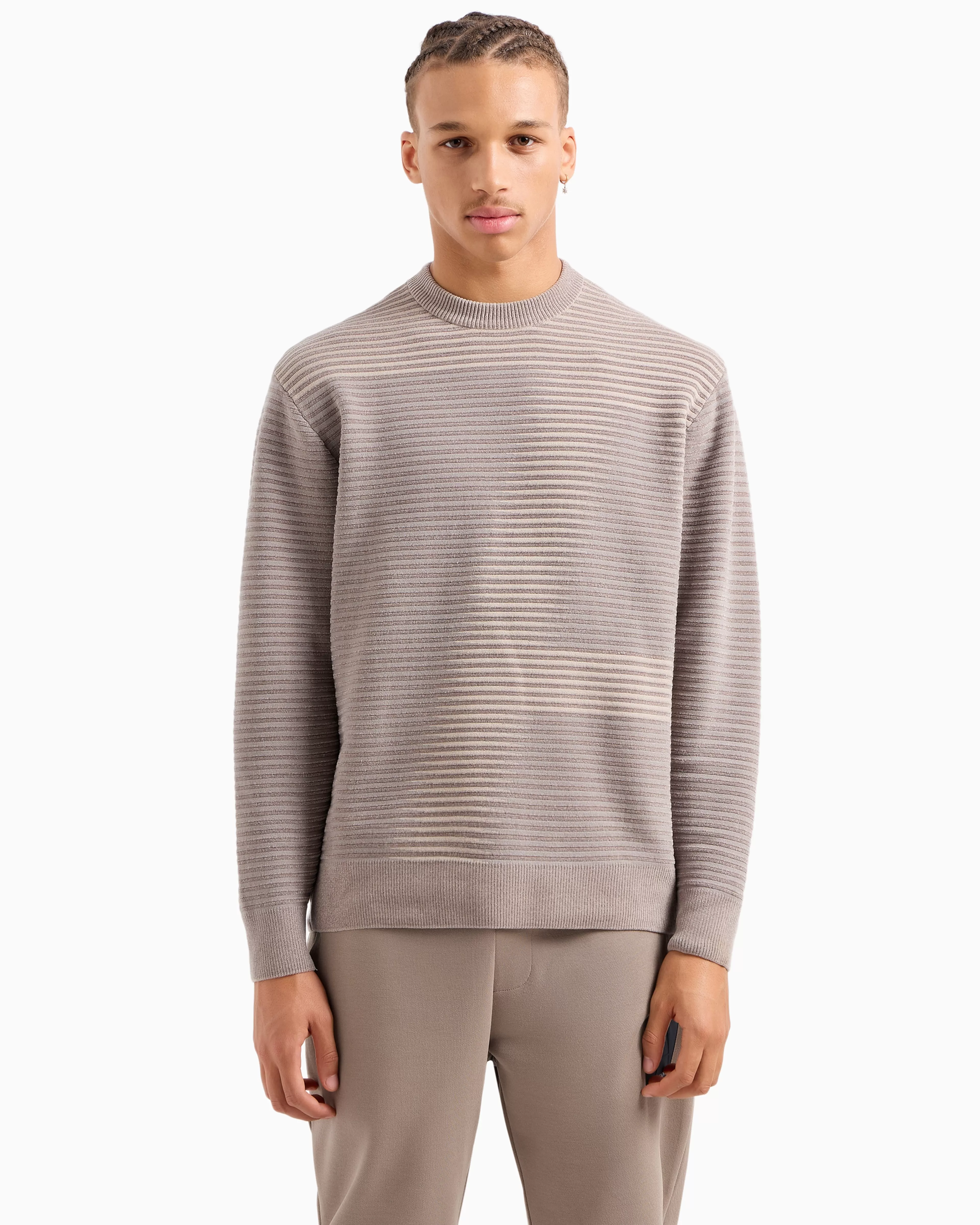 Armani Exchange A Line Logo Striped Crewneck Sweater* Knitwear