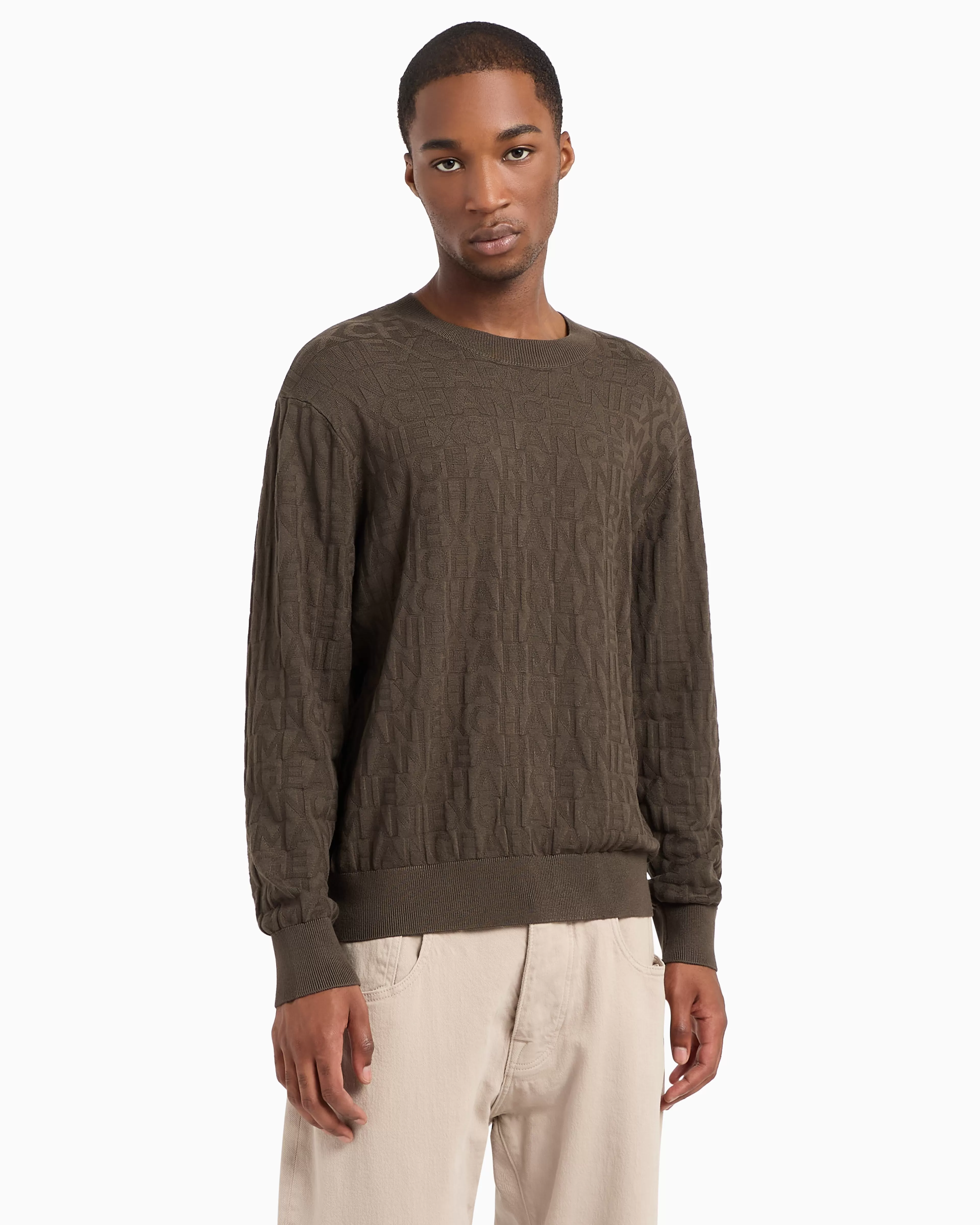 Armani Exchange ASV Allover Logo Crewneck Sweater* Knitwear