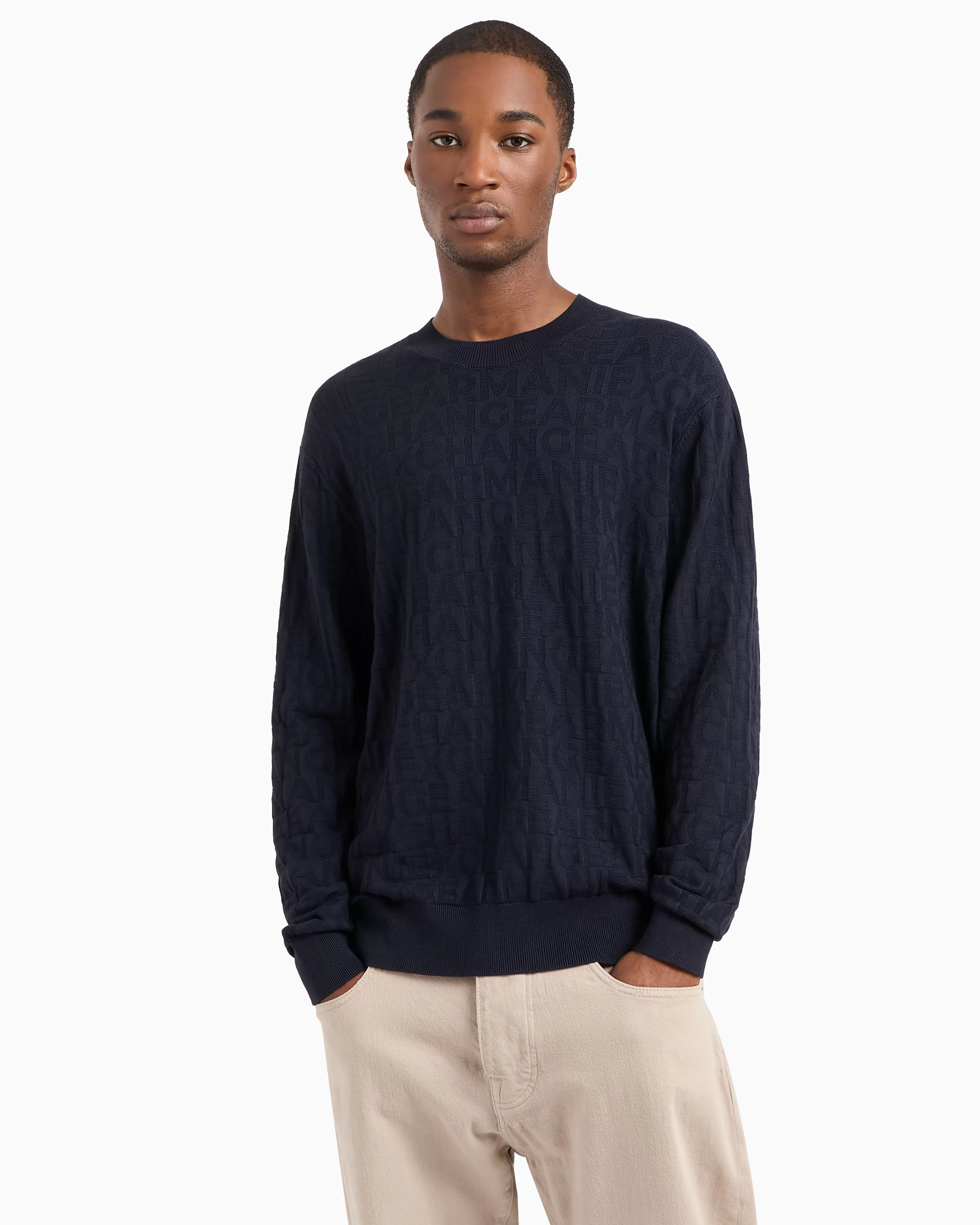 Armani Exchange ASV Allover Logo Crewneck Sweater* Knitwear