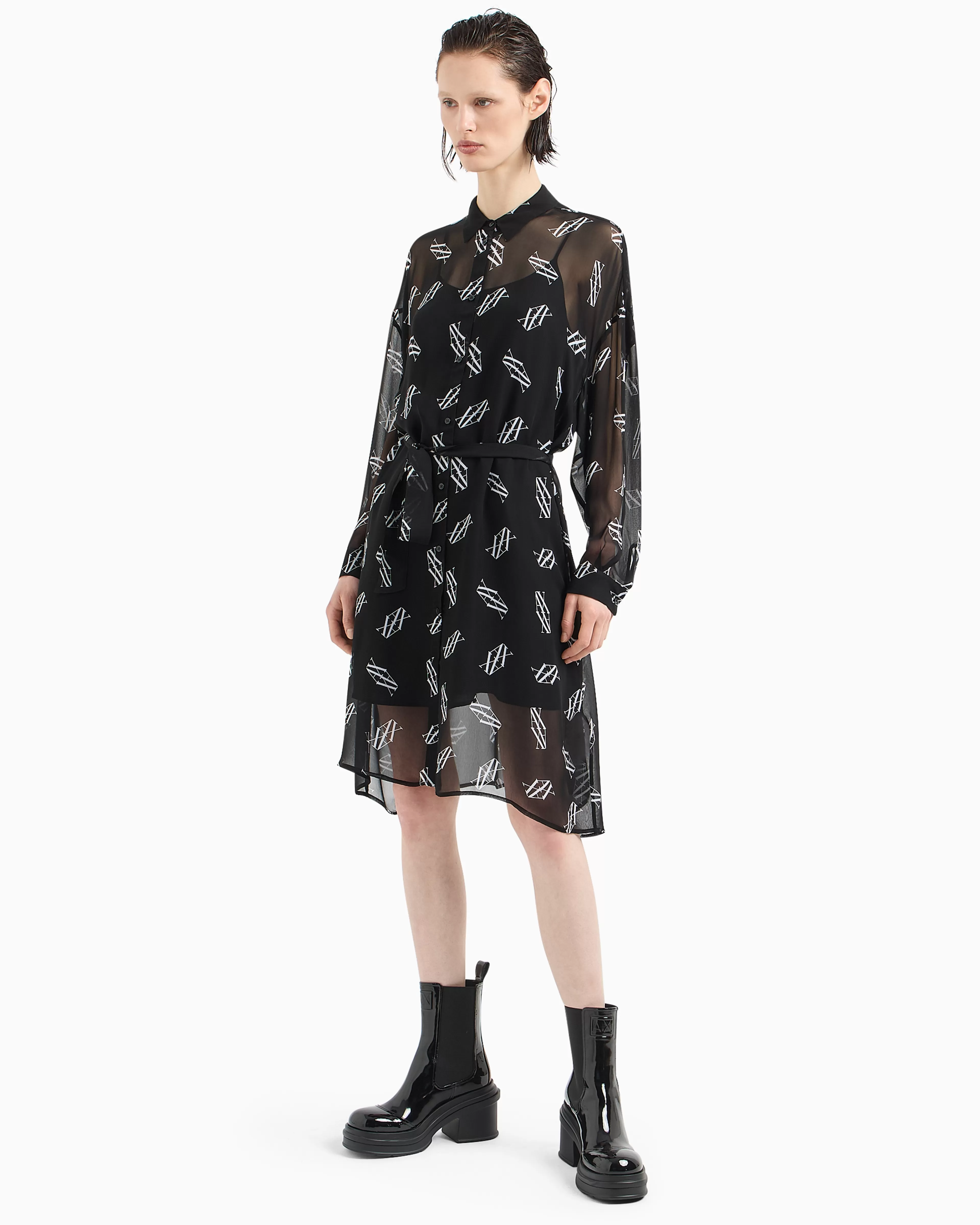Armani Exchange ASV Belted Chiffon Smock Dress* Dresses And Jumpsuits
