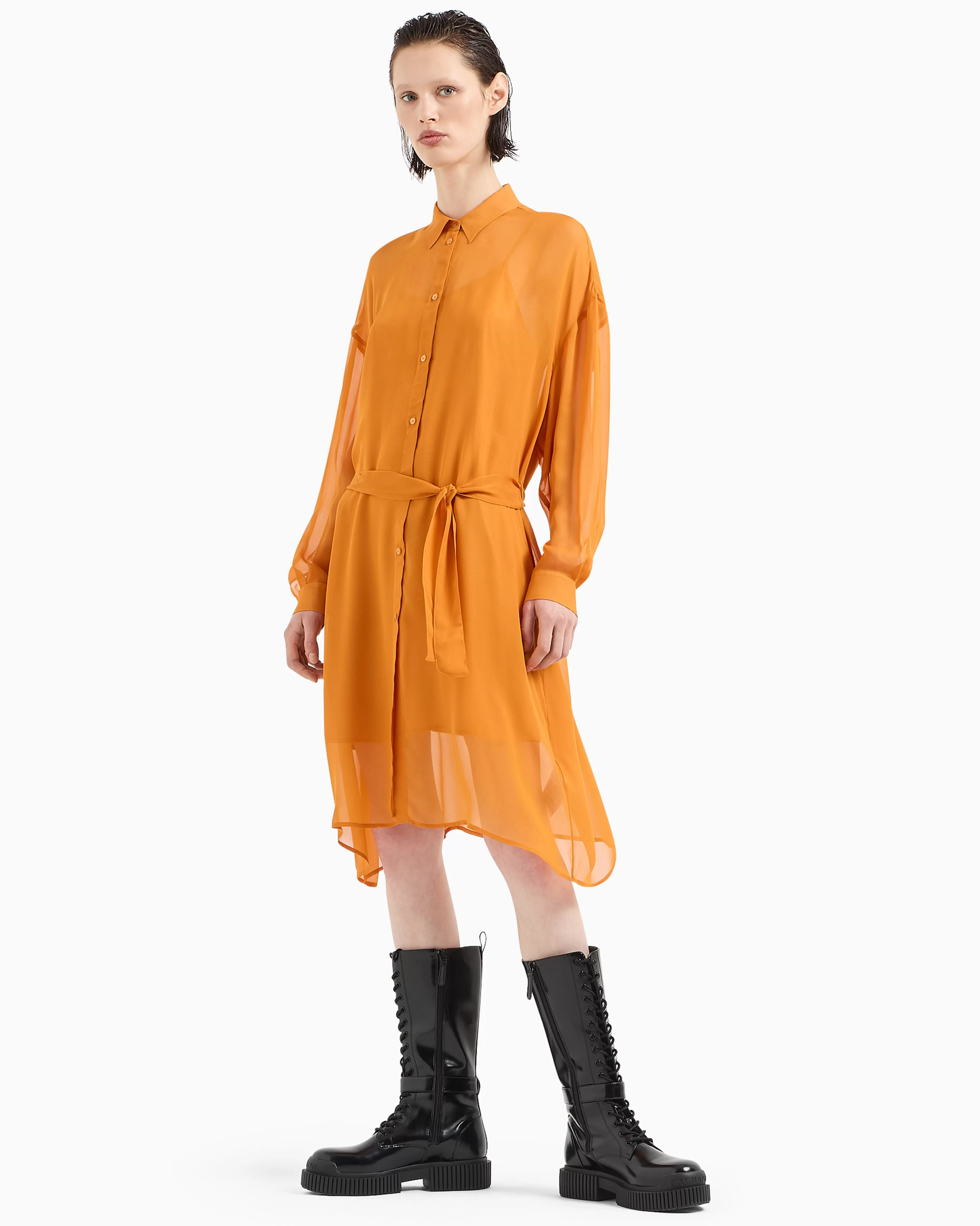 Armani Exchange ASV Belted Chiffon Smock Dress* Dresses And Jumpsuits