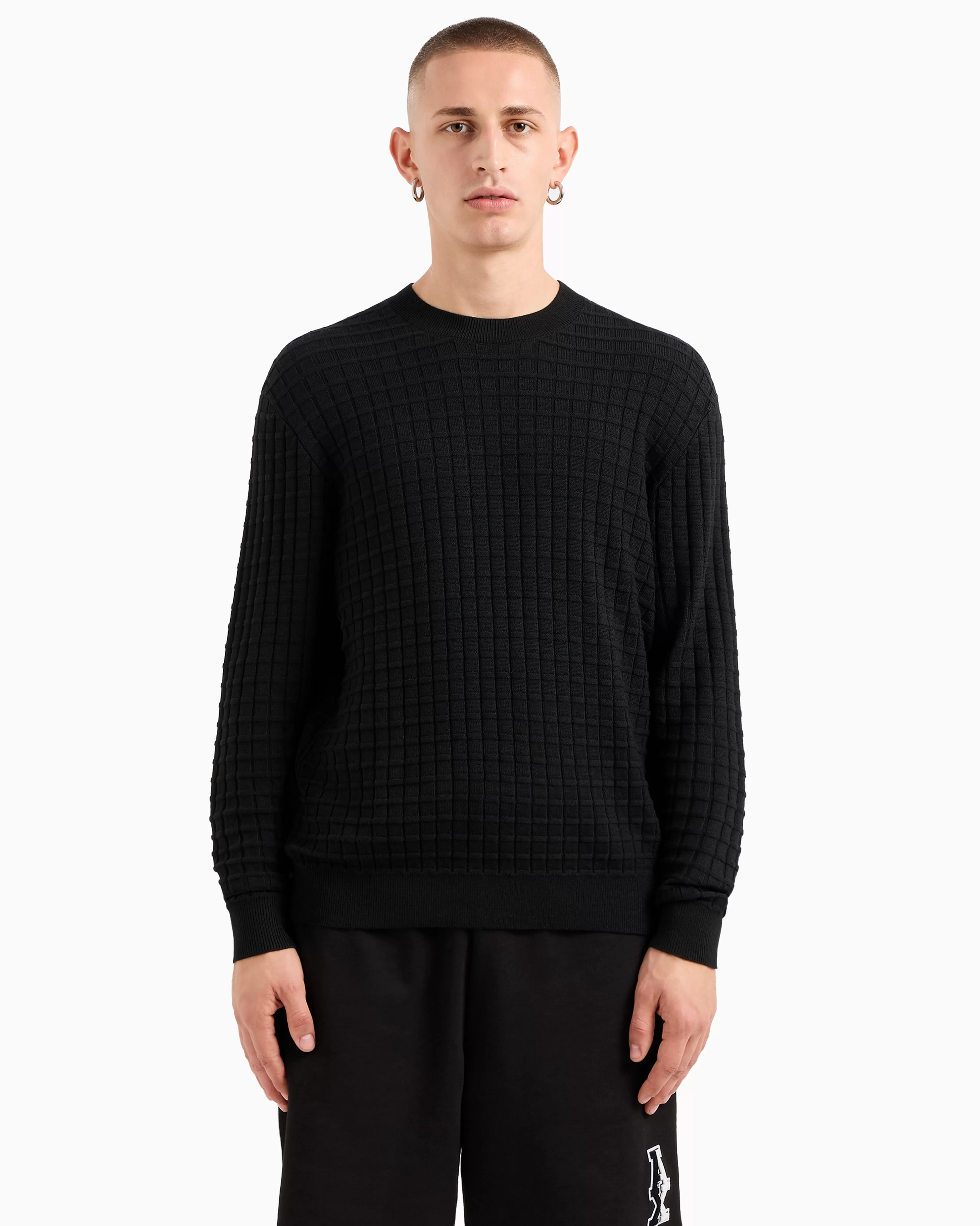 Armani Exchange ASV Checked Crewneck Sweater* Knitwear