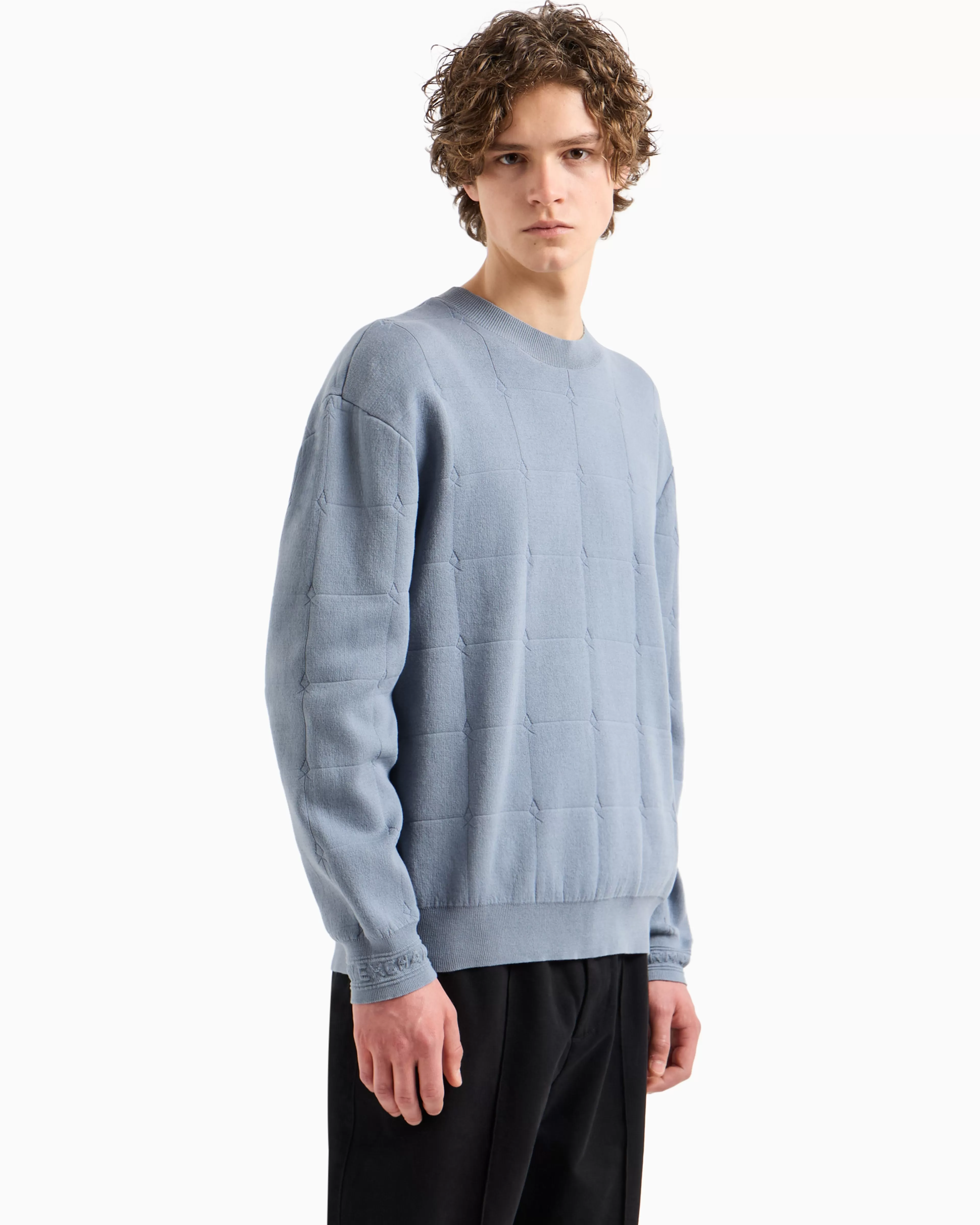 Armani Exchange ASV Checked Jacquard Crewneck Sweater* Knitwear