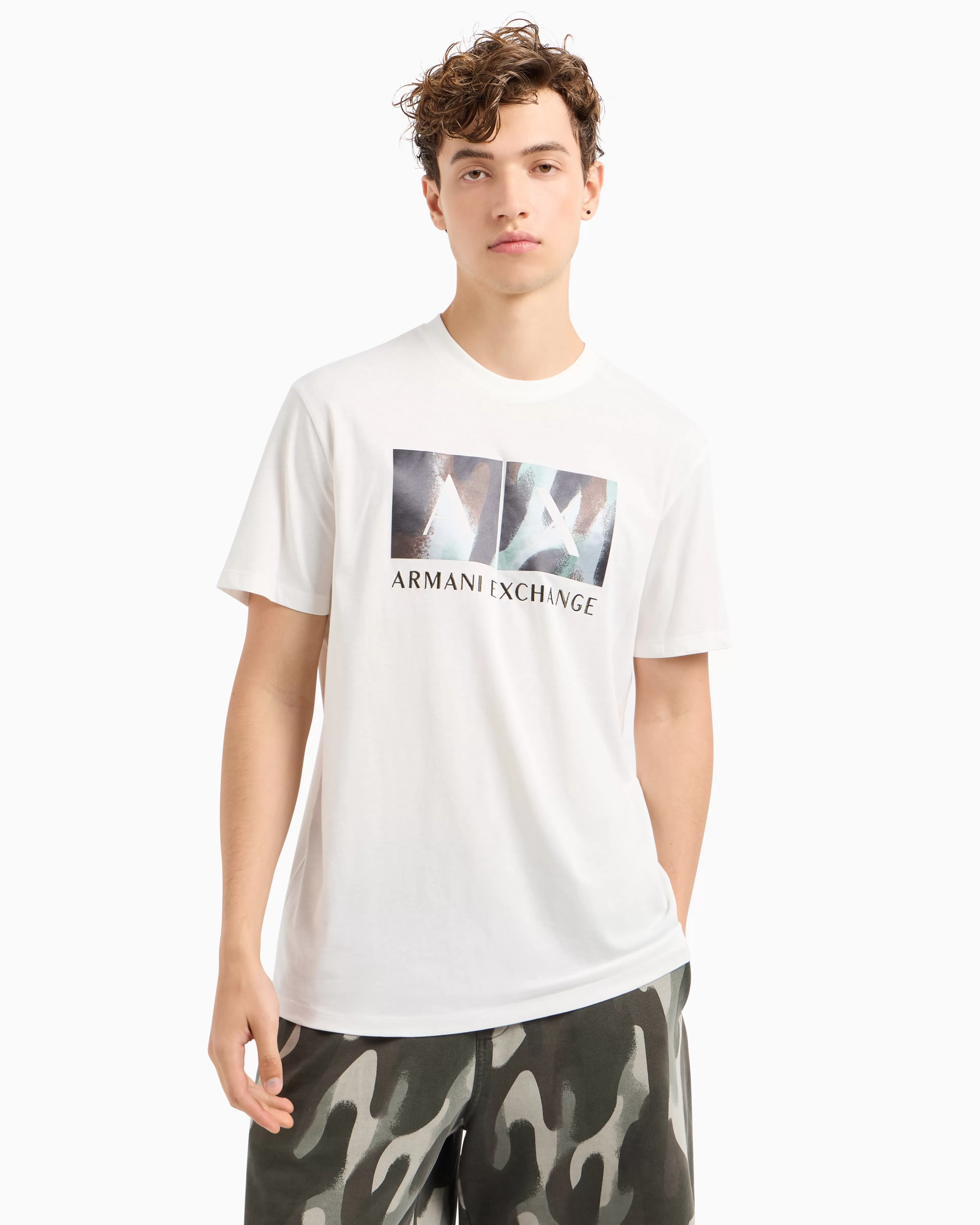 Armani Exchange ASV Cotton Abstract Logo Print Regular Fit T-Shirt* T-Shirts