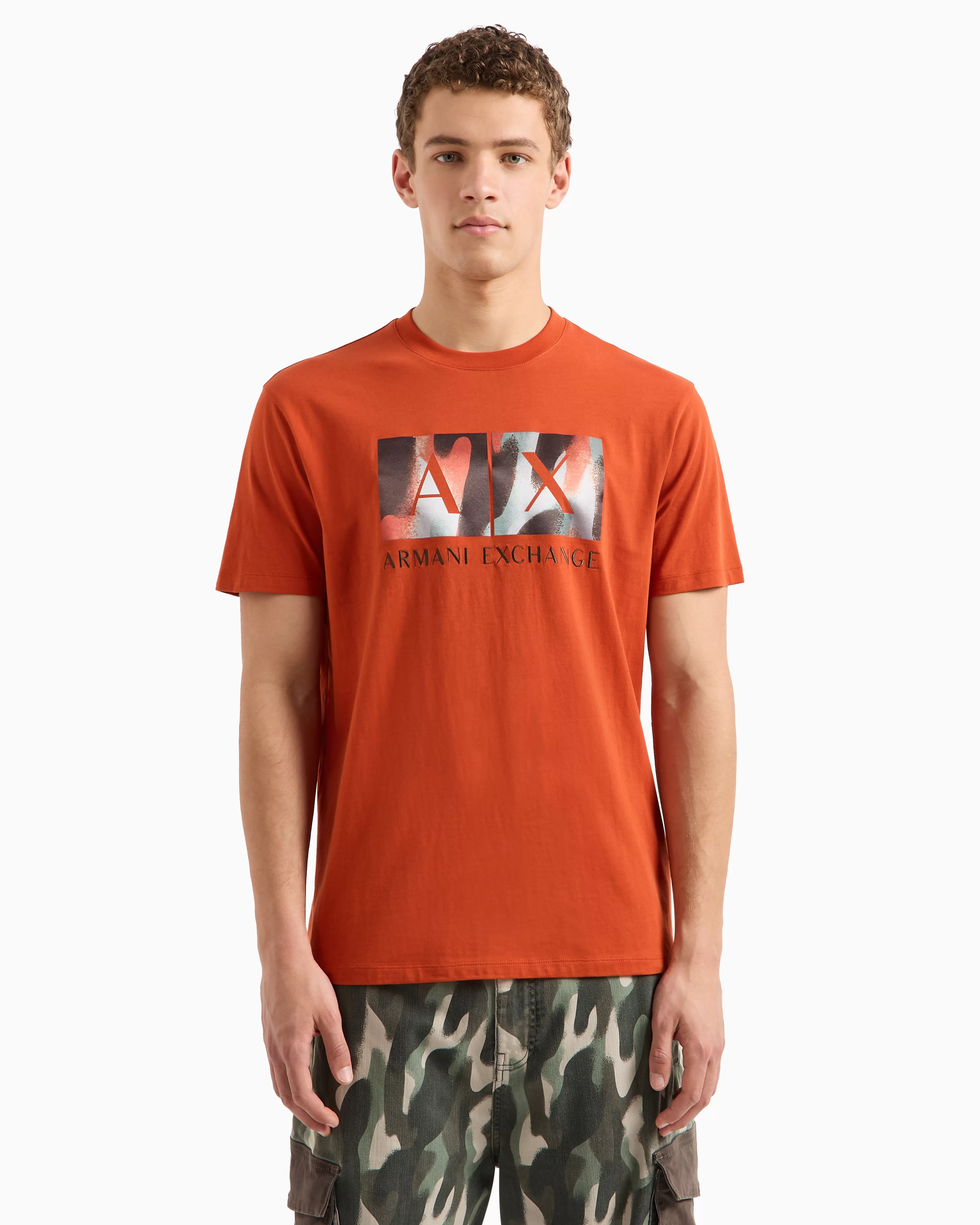 Armani Exchange ASV Cotton Abstract Logo Print Regular Fit T-Shirt* T-Shirts