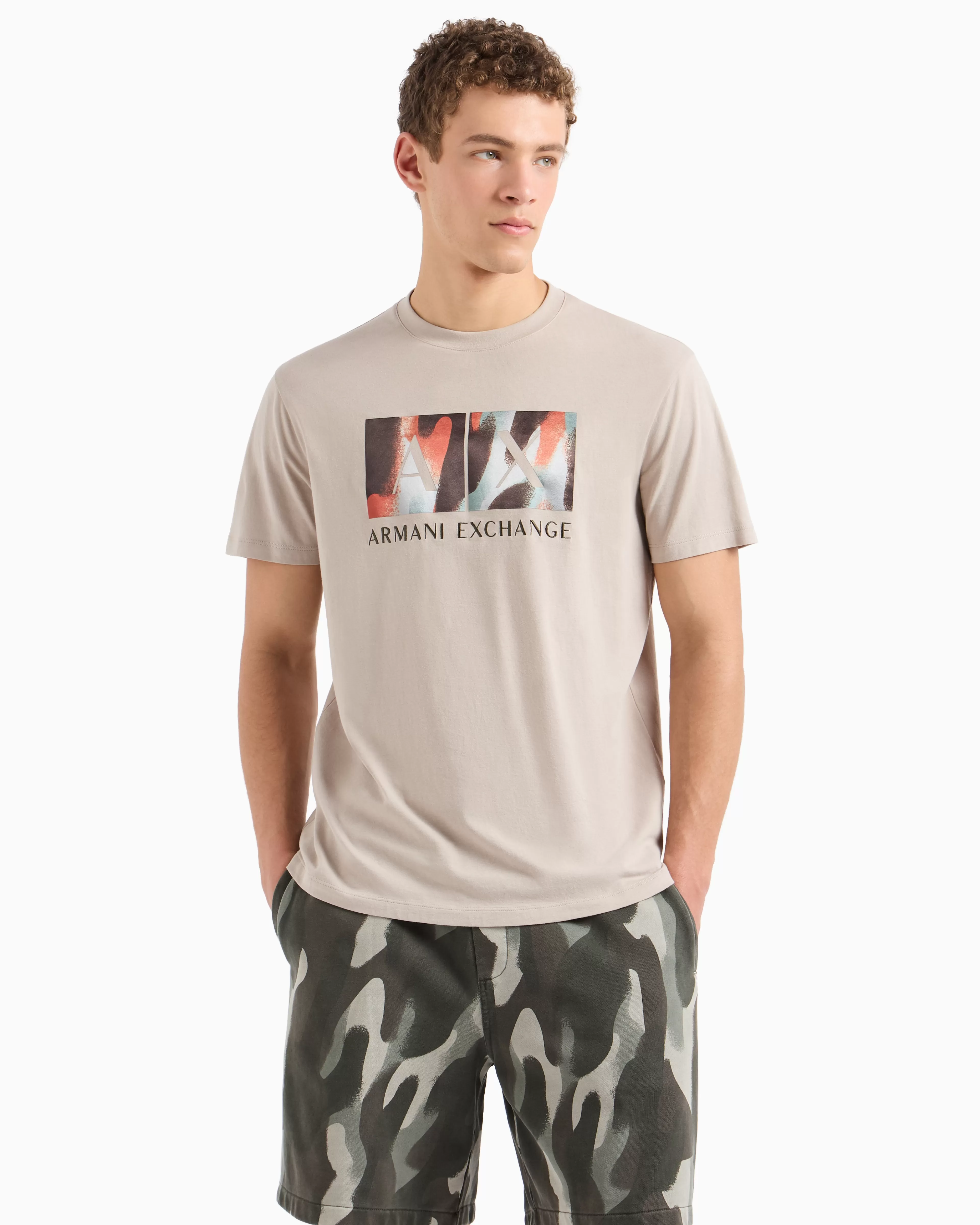 Armani Exchange ASV Cotton Abstract Logo Print Regular Fit T-Shirt* T-Shirts