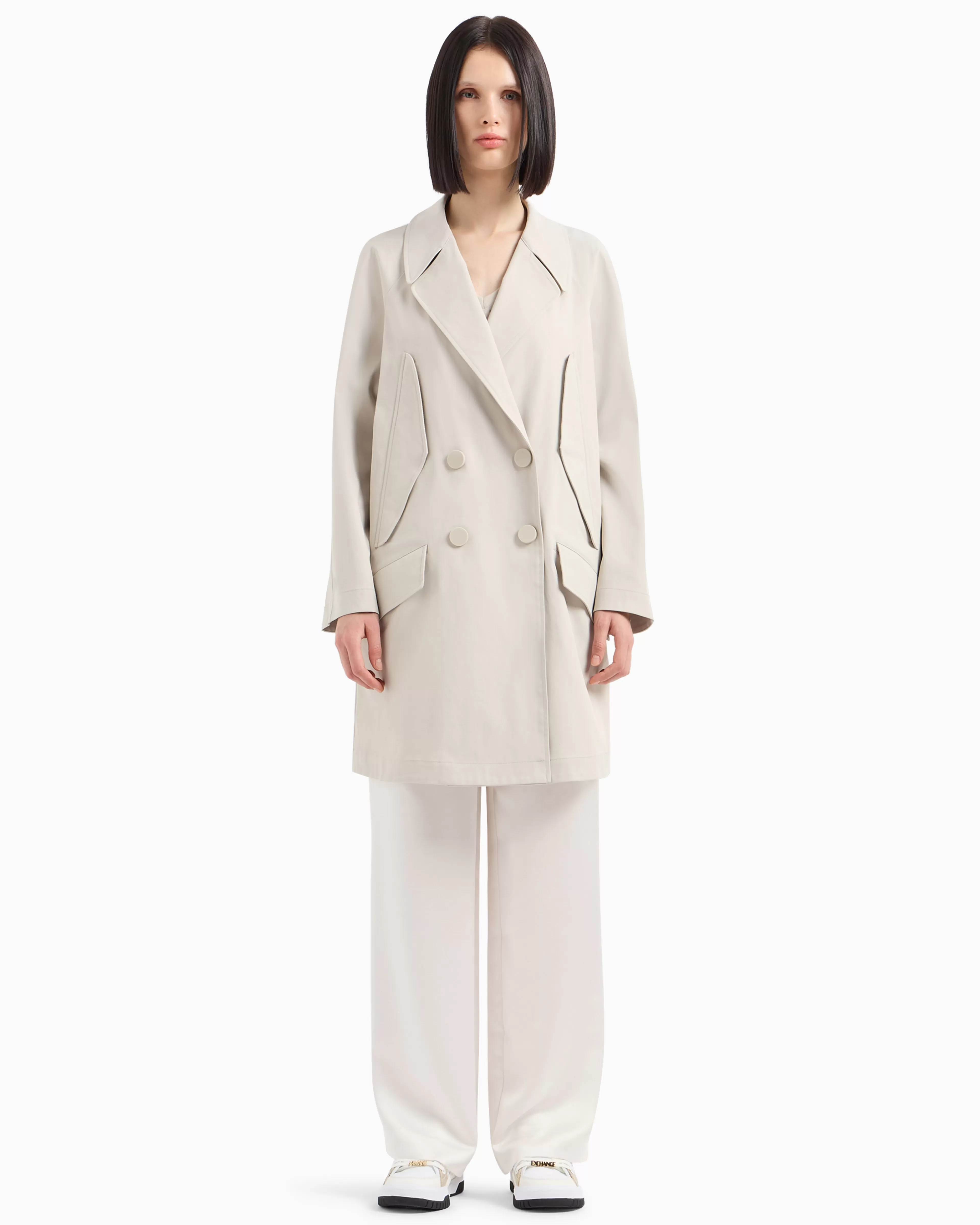 Armani Exchange ASV Laminated Recycled Gabardine Trench Coat* Outerwear