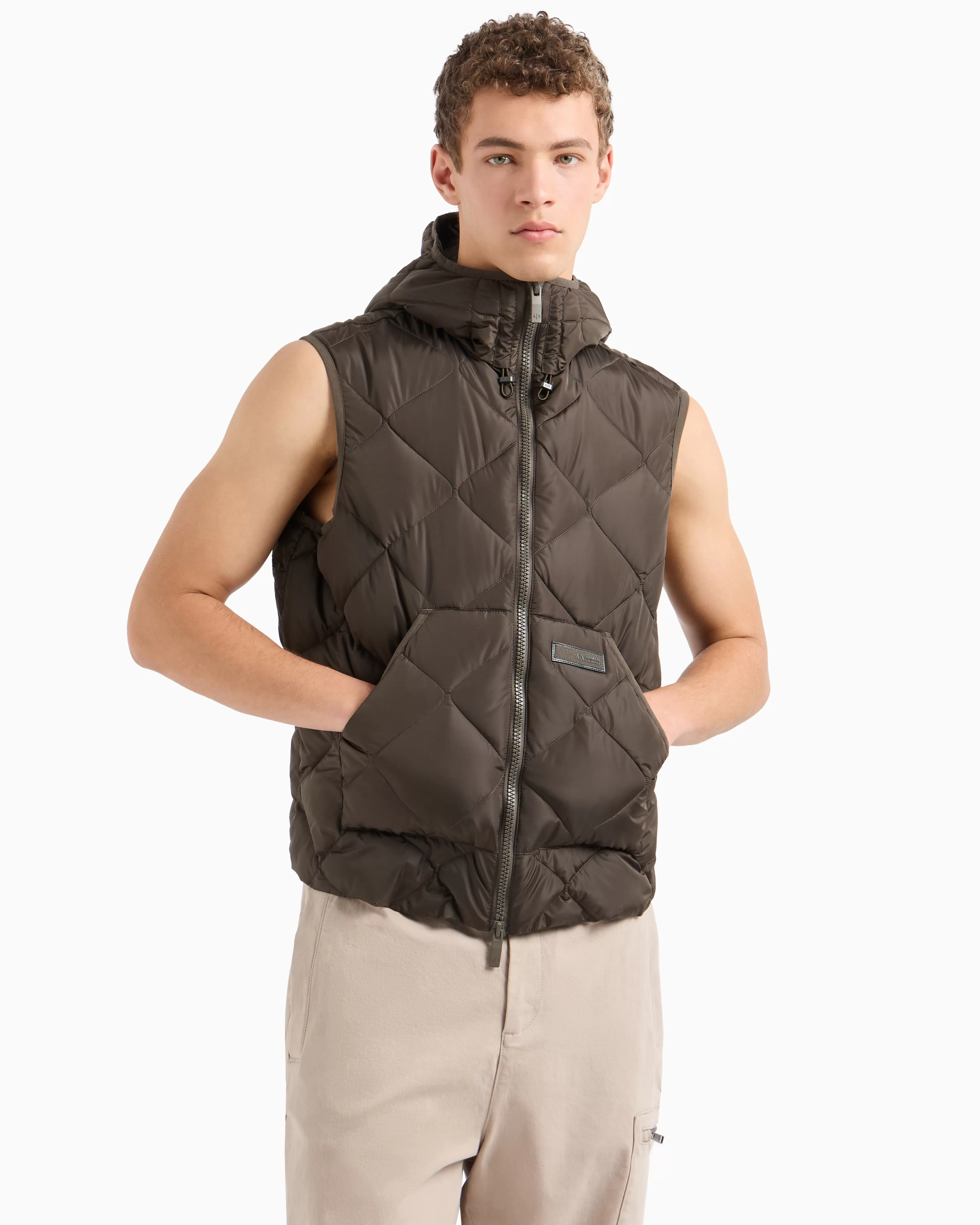 Armani Exchange ASV Nylon Hooded Sleeveless Down Jacket* Outerwear