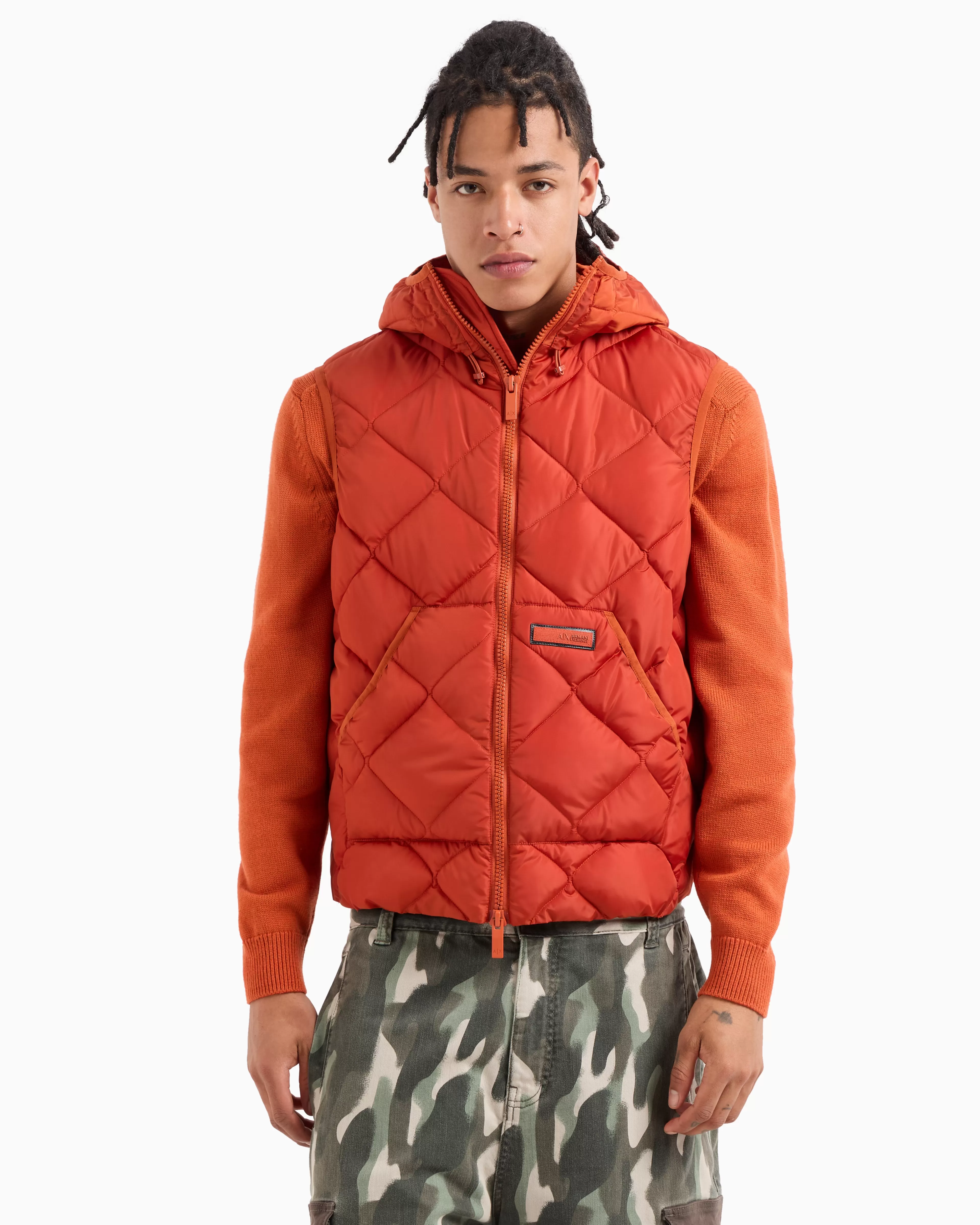 Armani Exchange ASV Nylon Hooded Sleeveless Down Jacket* Outerwear