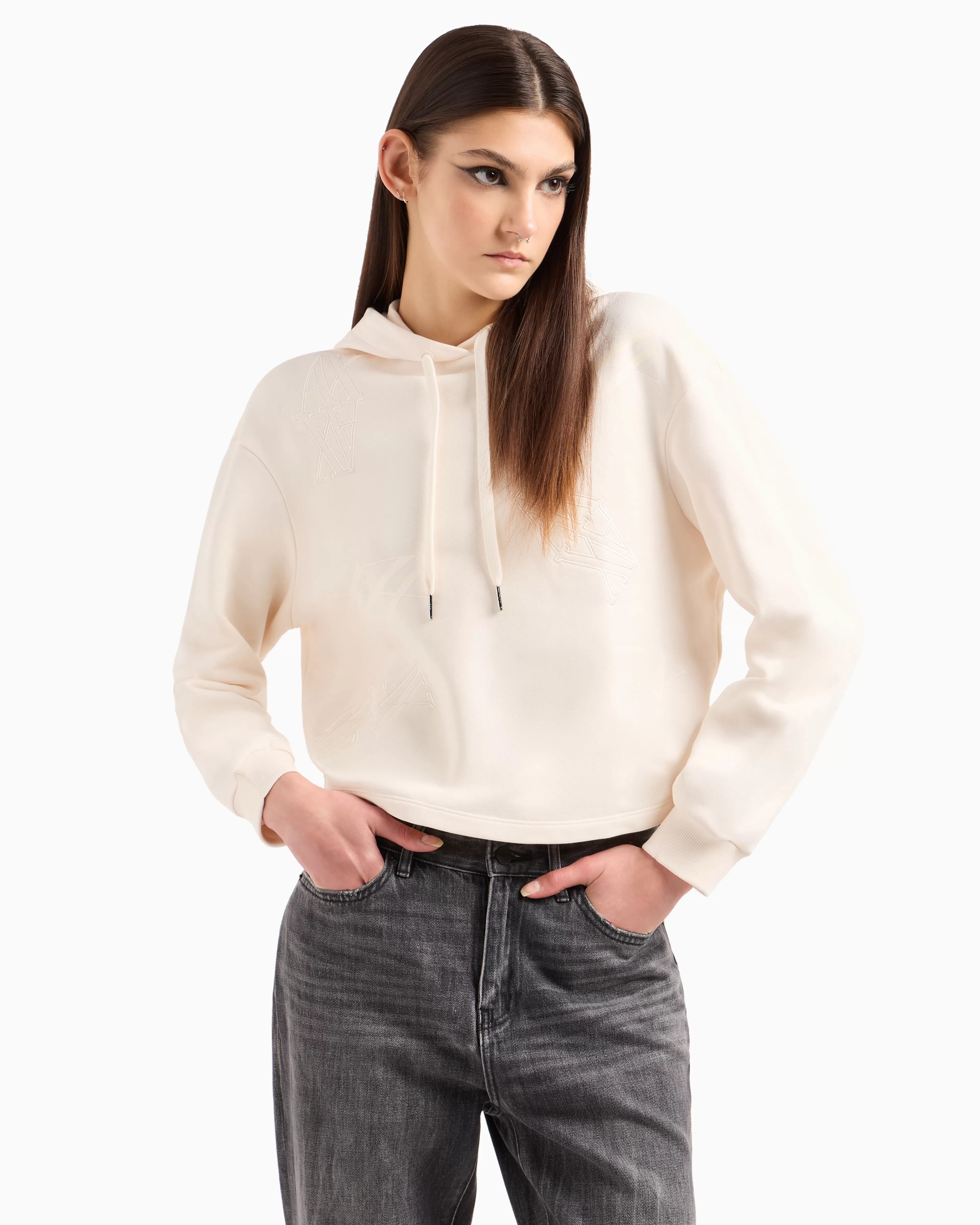 Armani Exchange ASV Organic Cotton Monogram Logo Hoodie* Sweatshirts