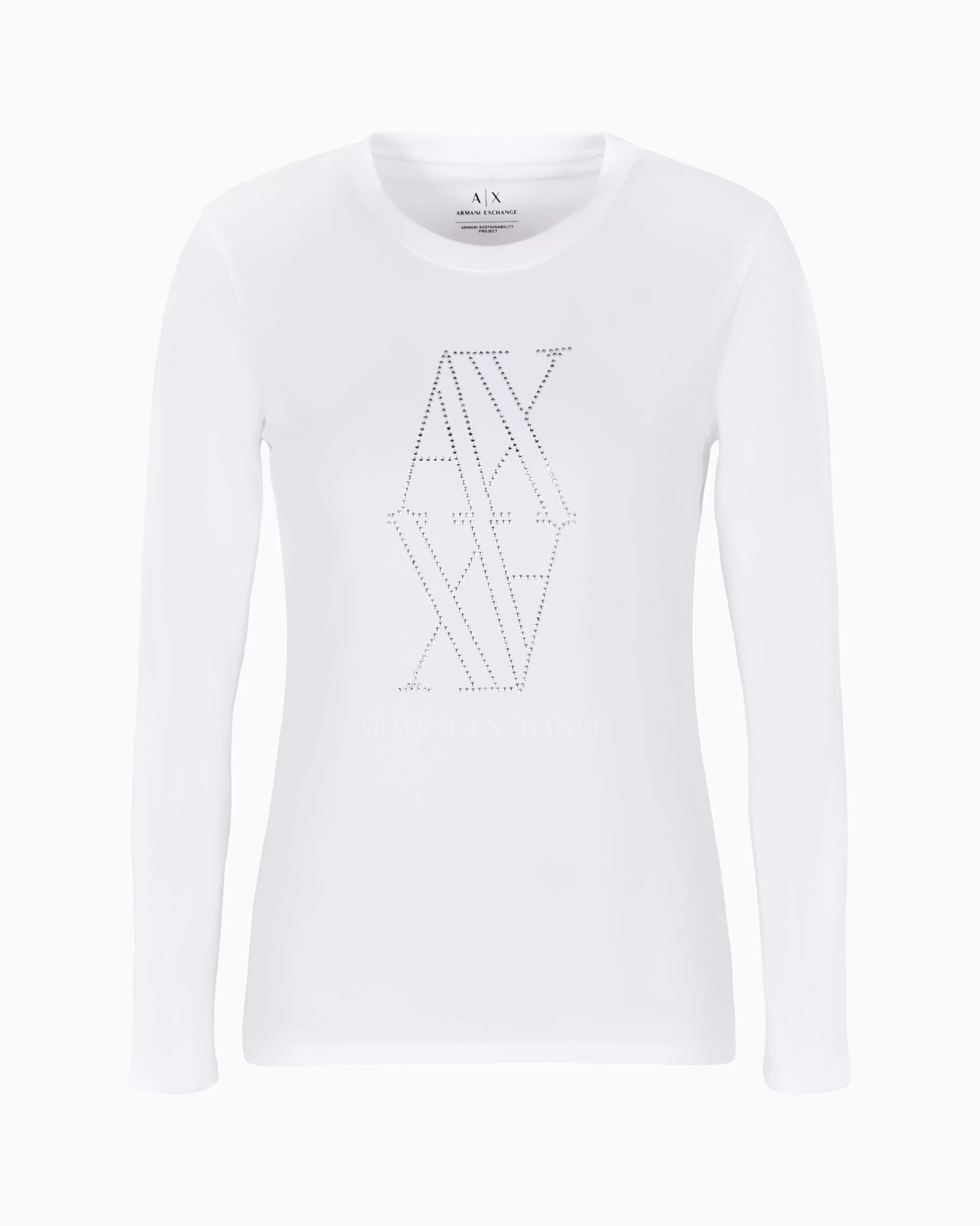Armani Exchange ASV Studded Monogram Long Sleeve Regular Fit T-Shirt* T-Shirts