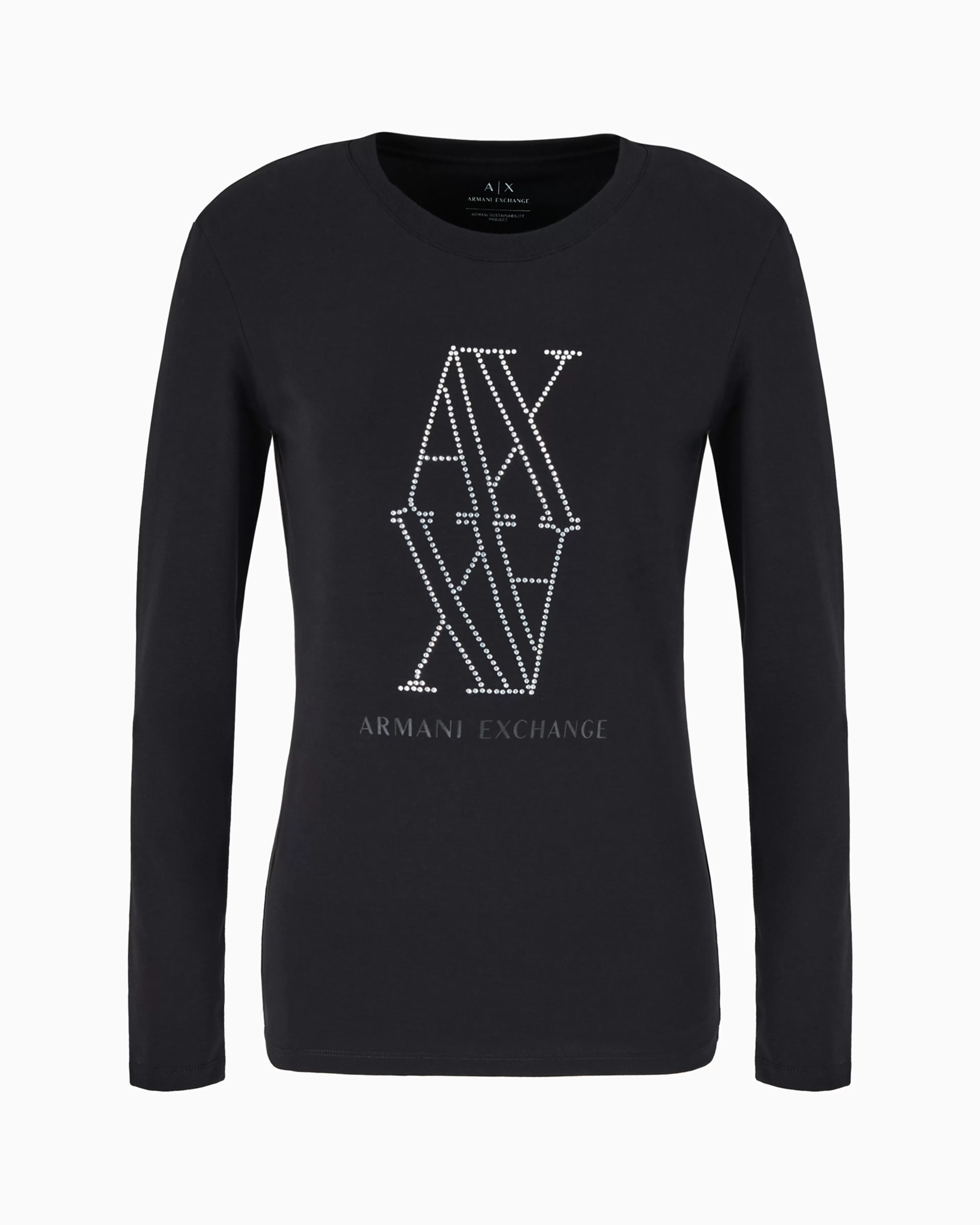 Armani Exchange ASV Studded Monogram Long Sleeve Regular Fit T-Shirt* T-Shirts