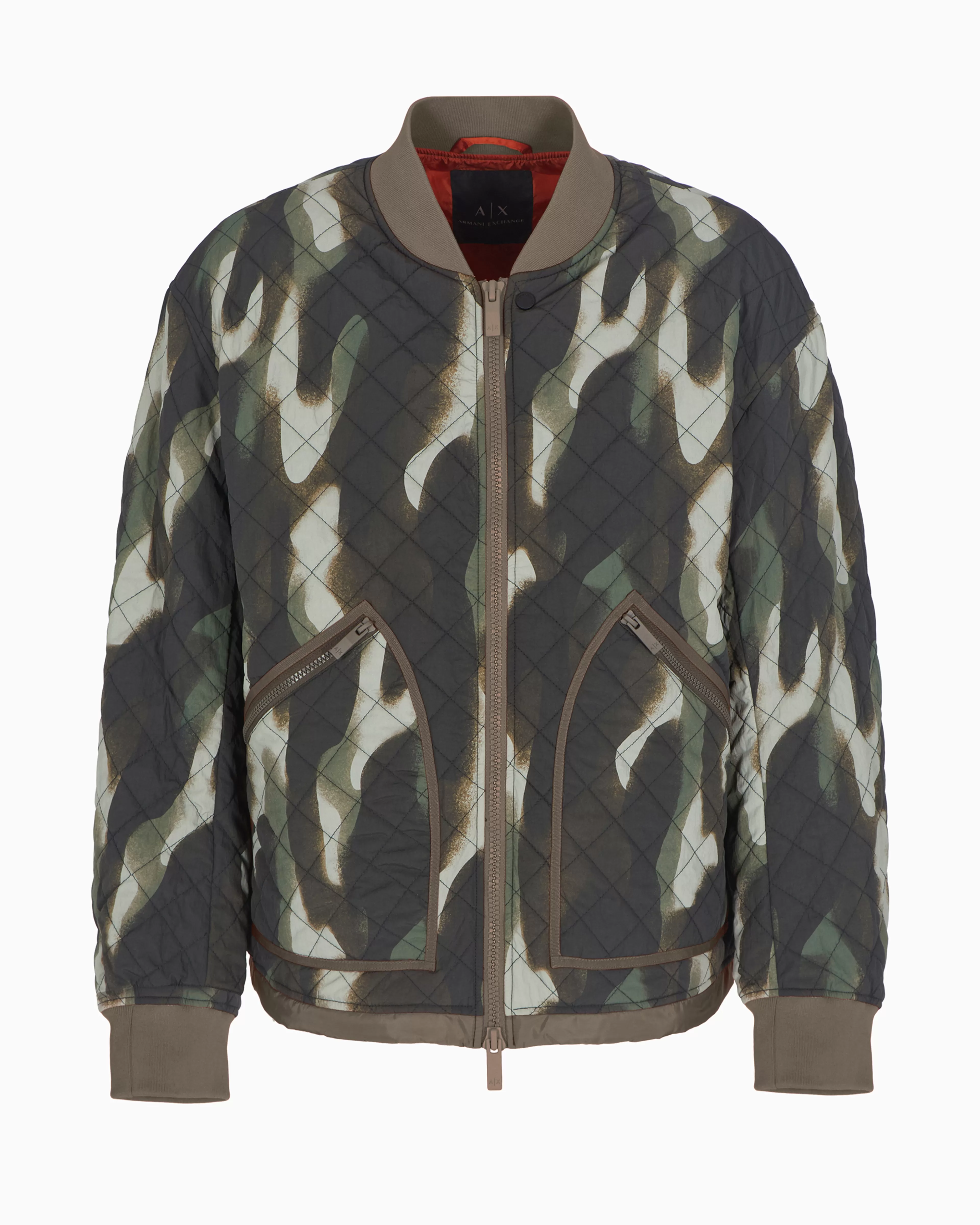 Armani Exchange Bomber jacket in crinkle camouflage fabric with contrasting details* Outerwear
