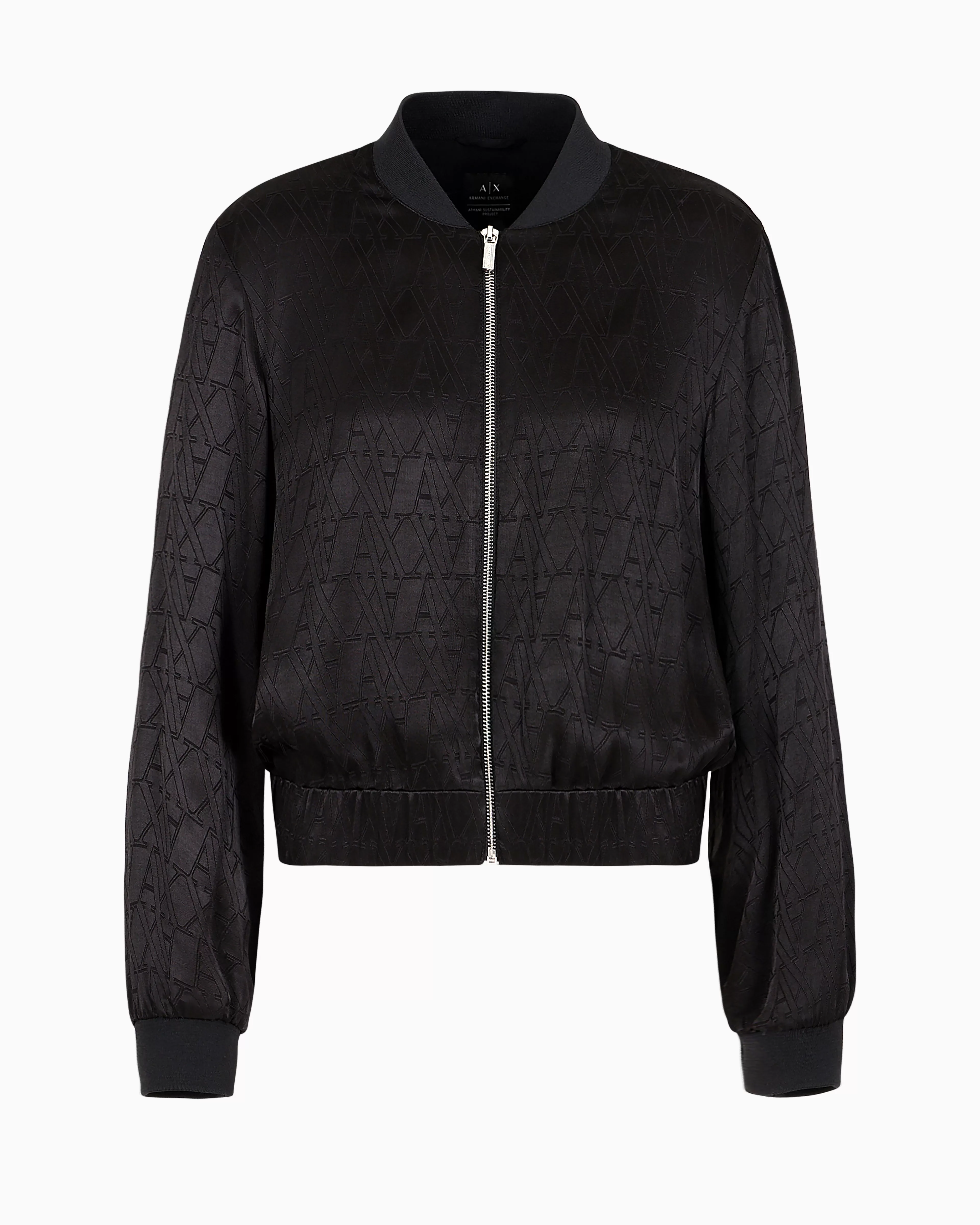 Armani Exchange Bomber jacket in shiny fabric with allover ASV monogram* Matching Sets | Outerwear