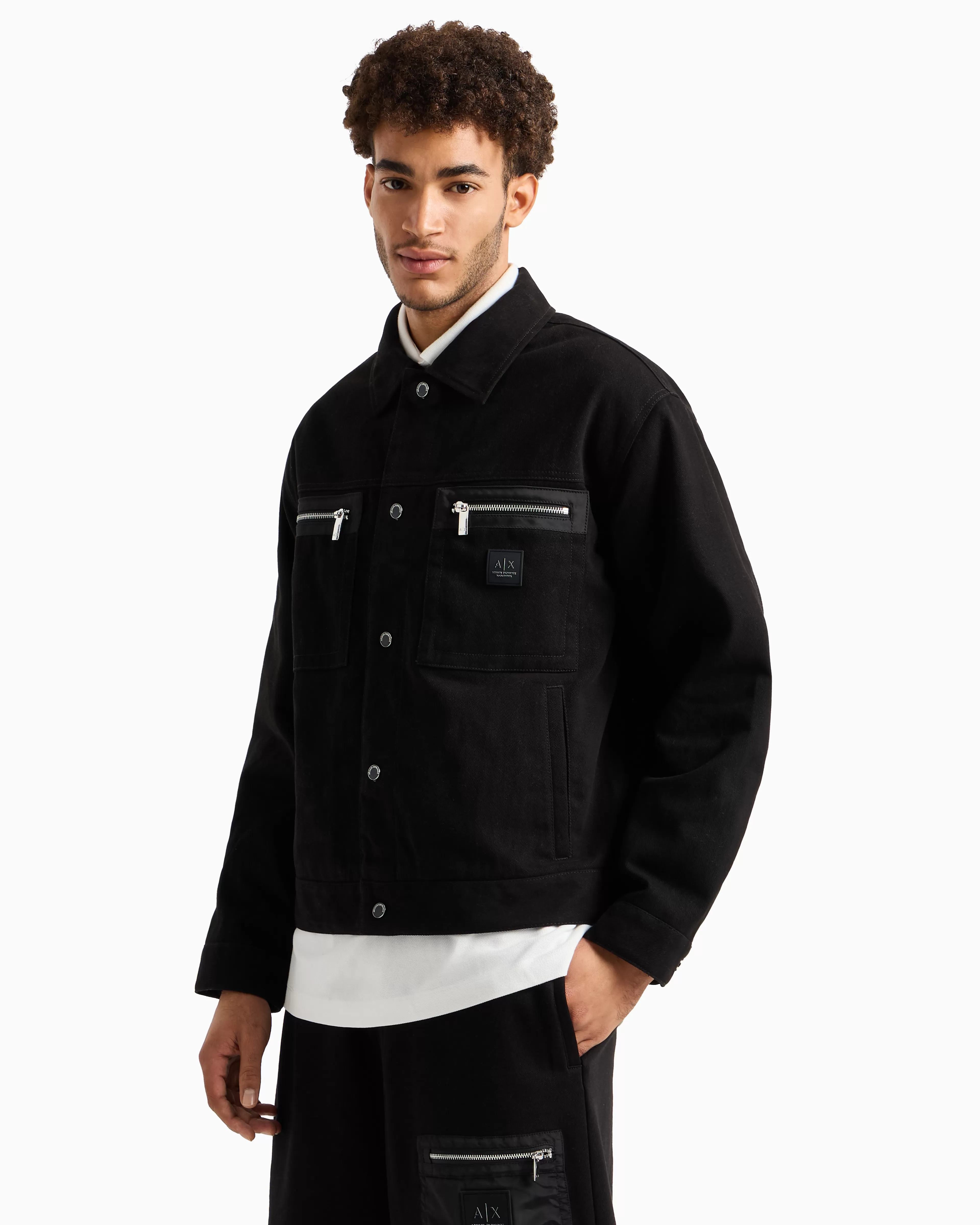 Armani Exchange Boxy fit cotton jacket with pockets* Outerwear