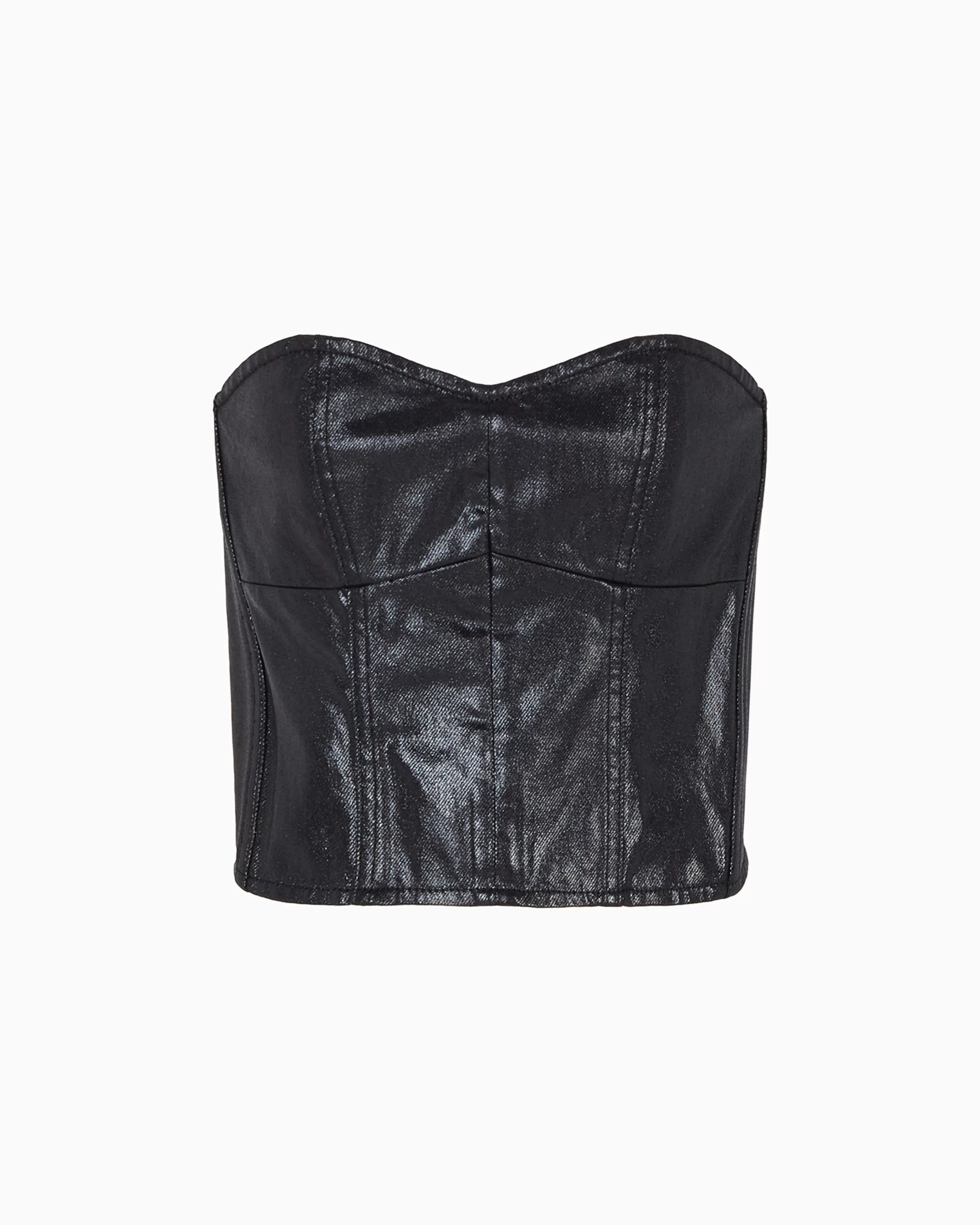 Armani Exchange Coated denim sweetheart neckline top* Matching Sets | Shirts And Tops