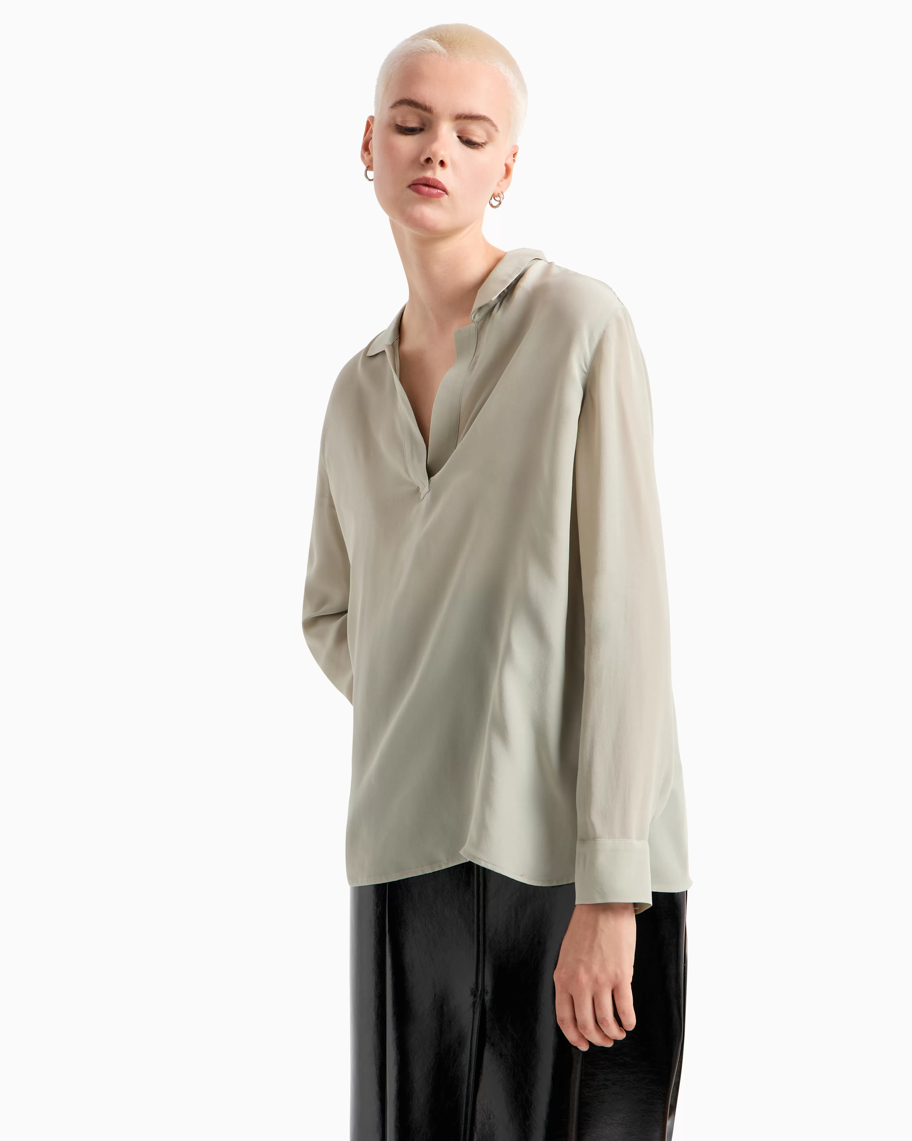 Armani Exchange Crepe blouse with pleats on the back* Shirts And Tops