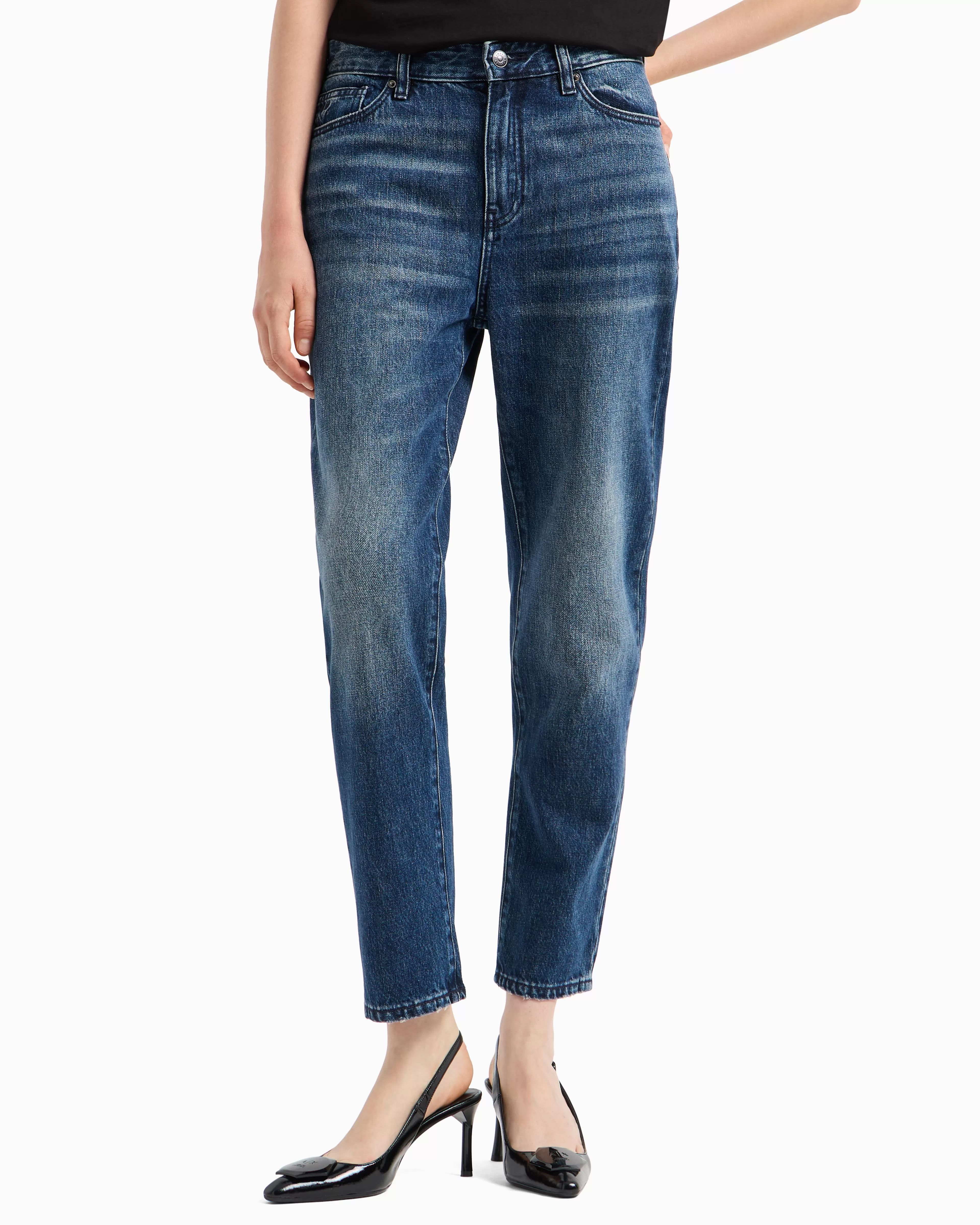 Armani Exchange Cropped boyfriend jeans in ASV rigid cotton denim* Denim