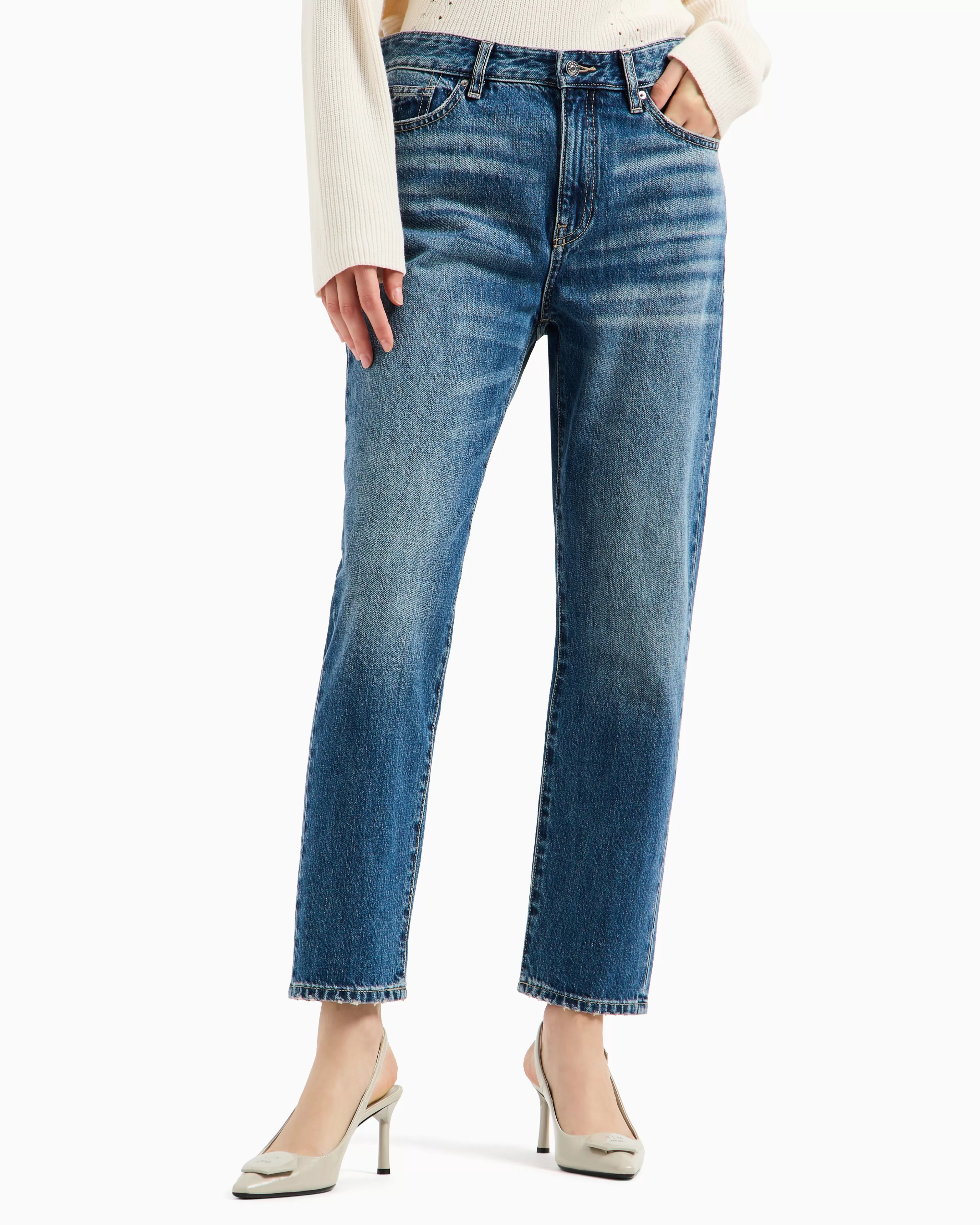 Armani Exchange Cropped boyfriend jeans in ASV rigid cotton denim* Denim