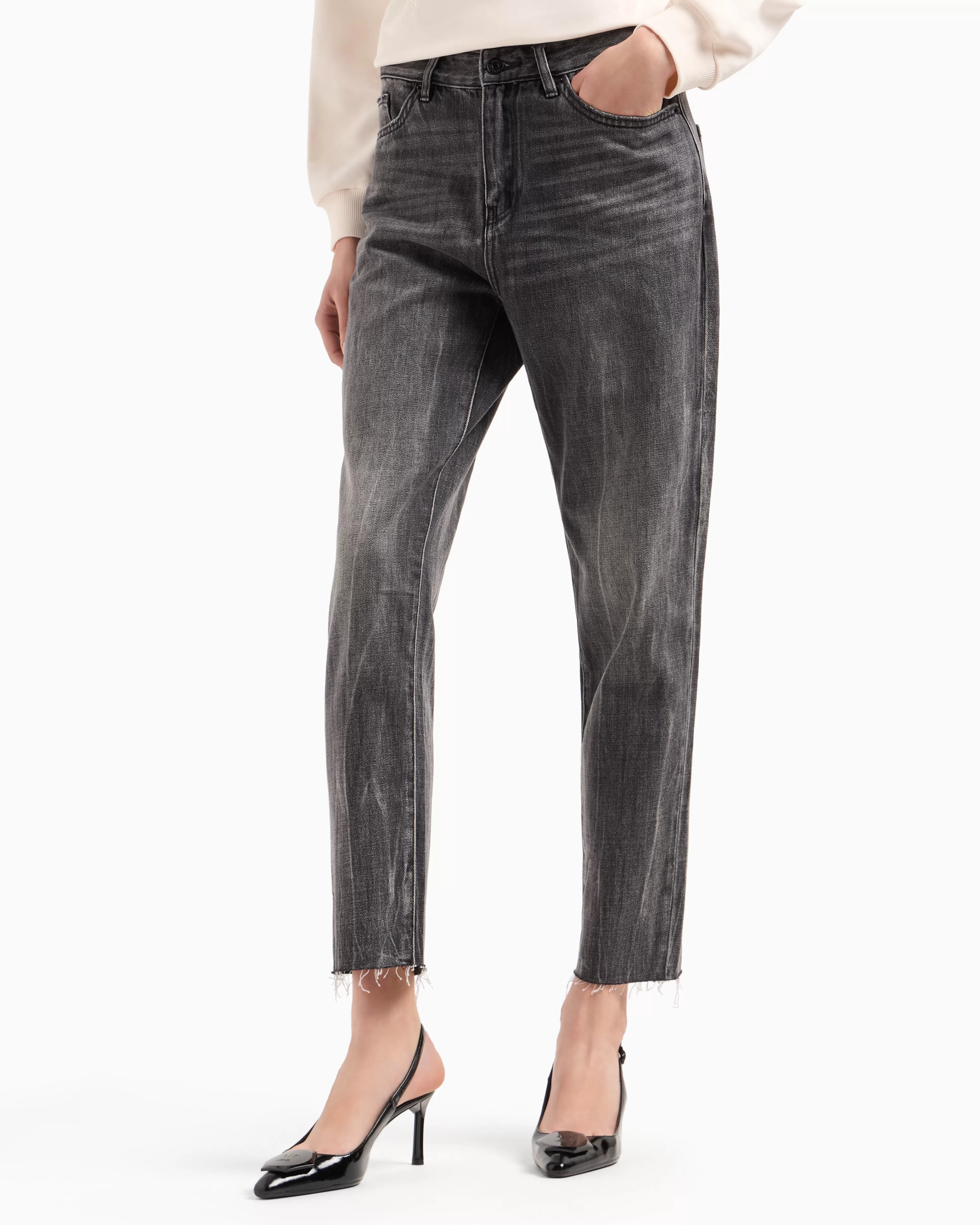 Armani Exchange Cropped boyfriend jeans in ASV rigid cotton denim* Denim