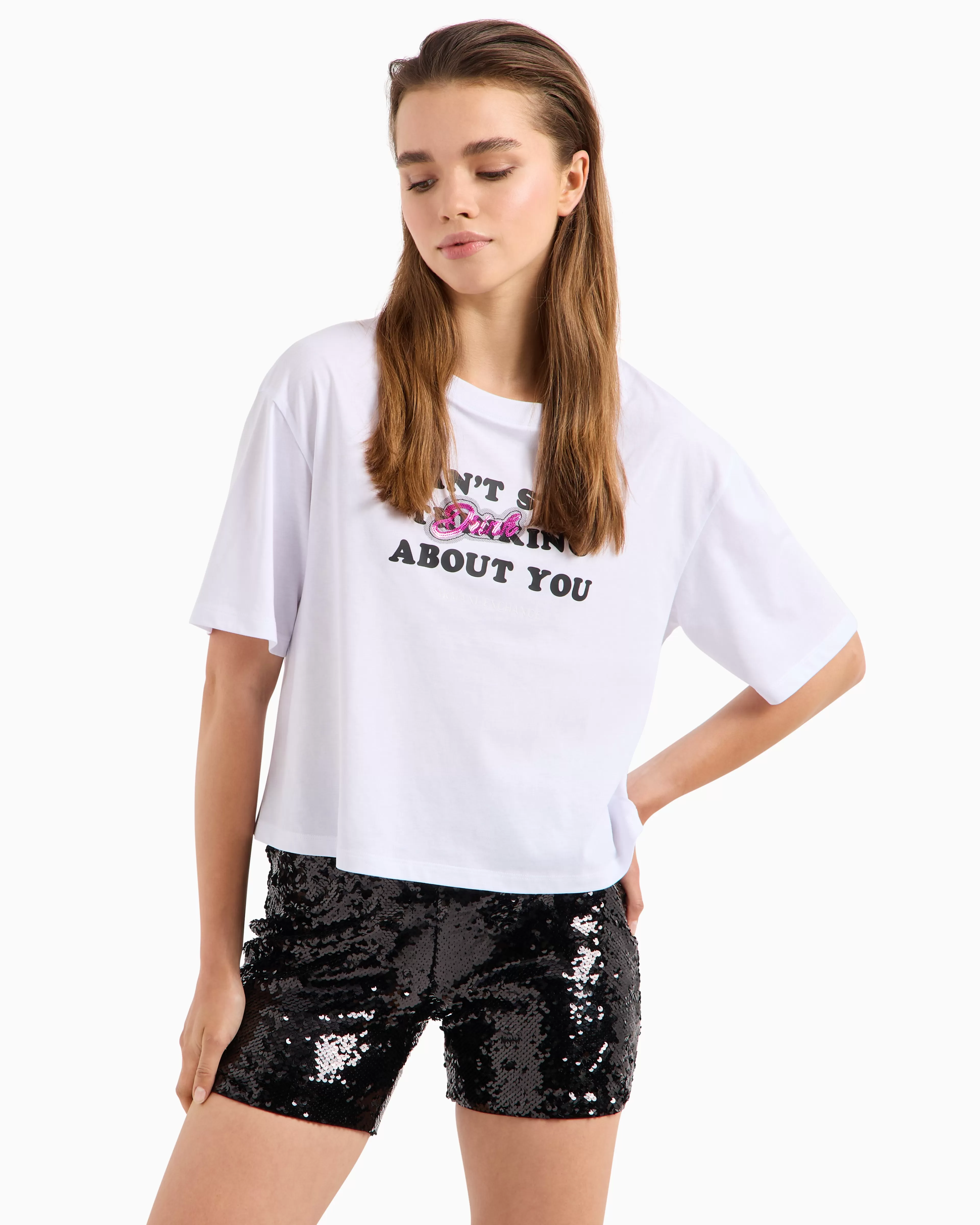 Armani Exchange Cropped fit t-shirt "Can't stop thinking about you"* T-Shirts