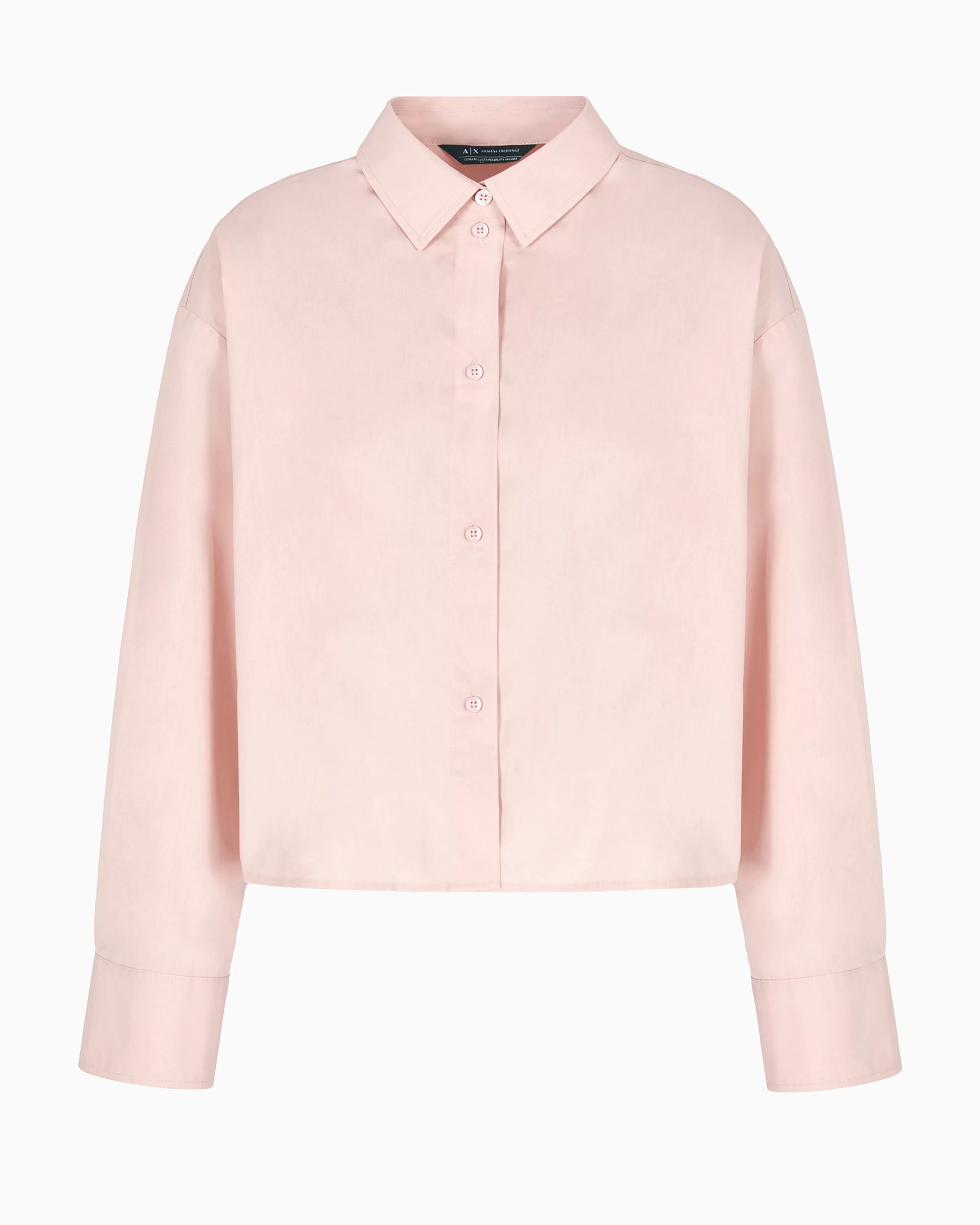 Armani Exchange Cropped shirt with pleated voile back* Shirts And Tops