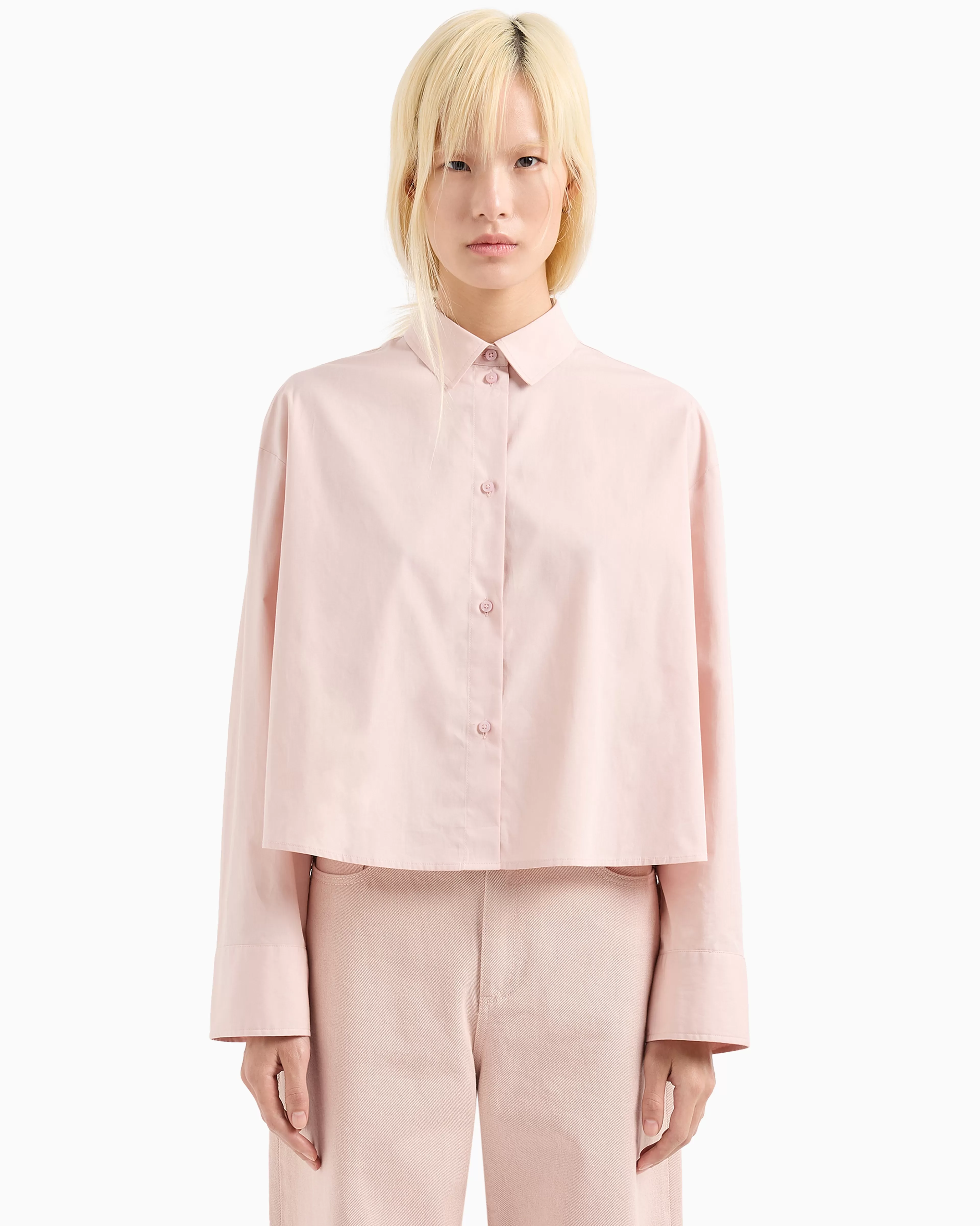 Armani Exchange Cropped shirt with pleated voile back* Shirts And Tops