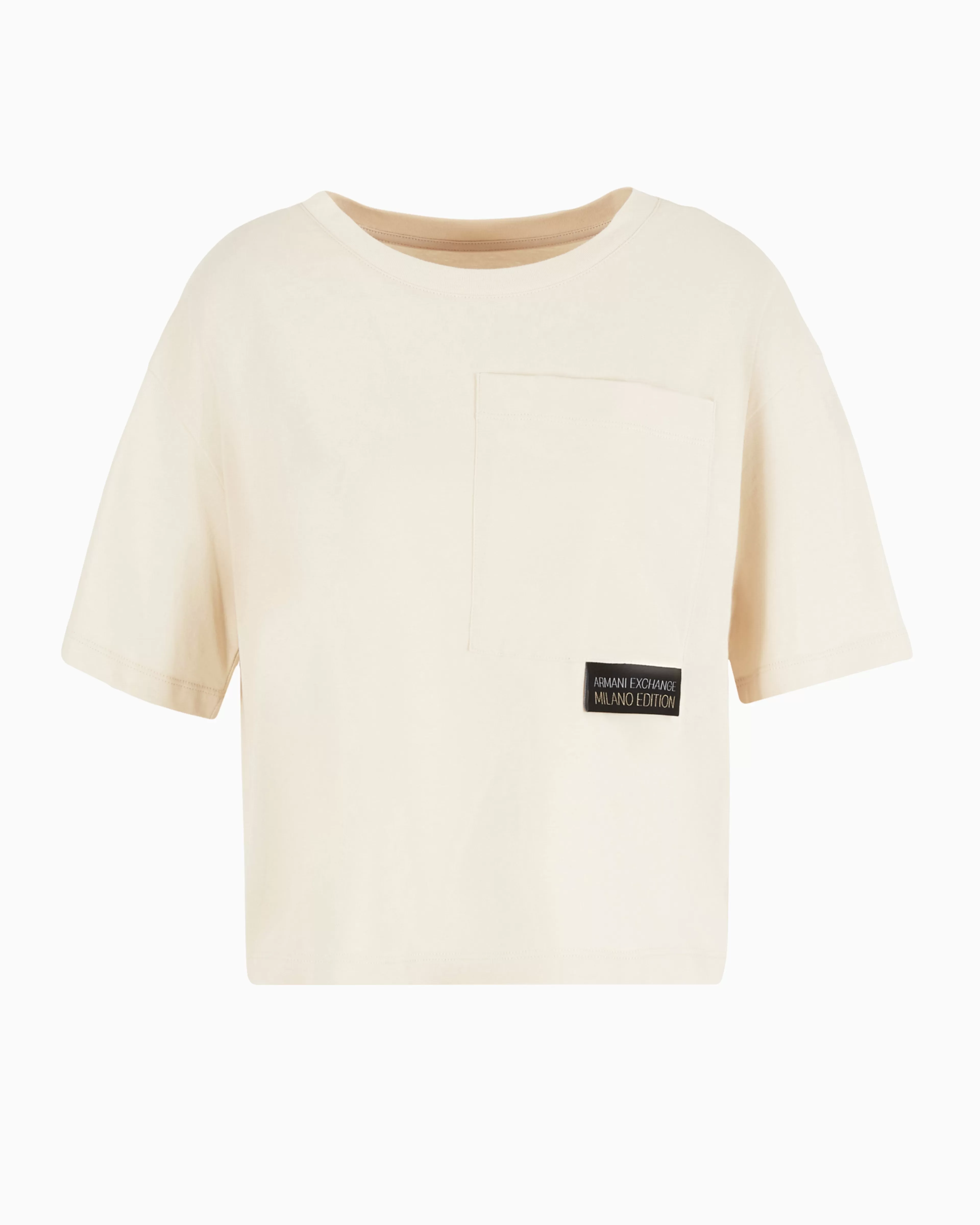 Armani Exchange Cropped T-shirt with monogram logo in ASV cotton* T-Shirts