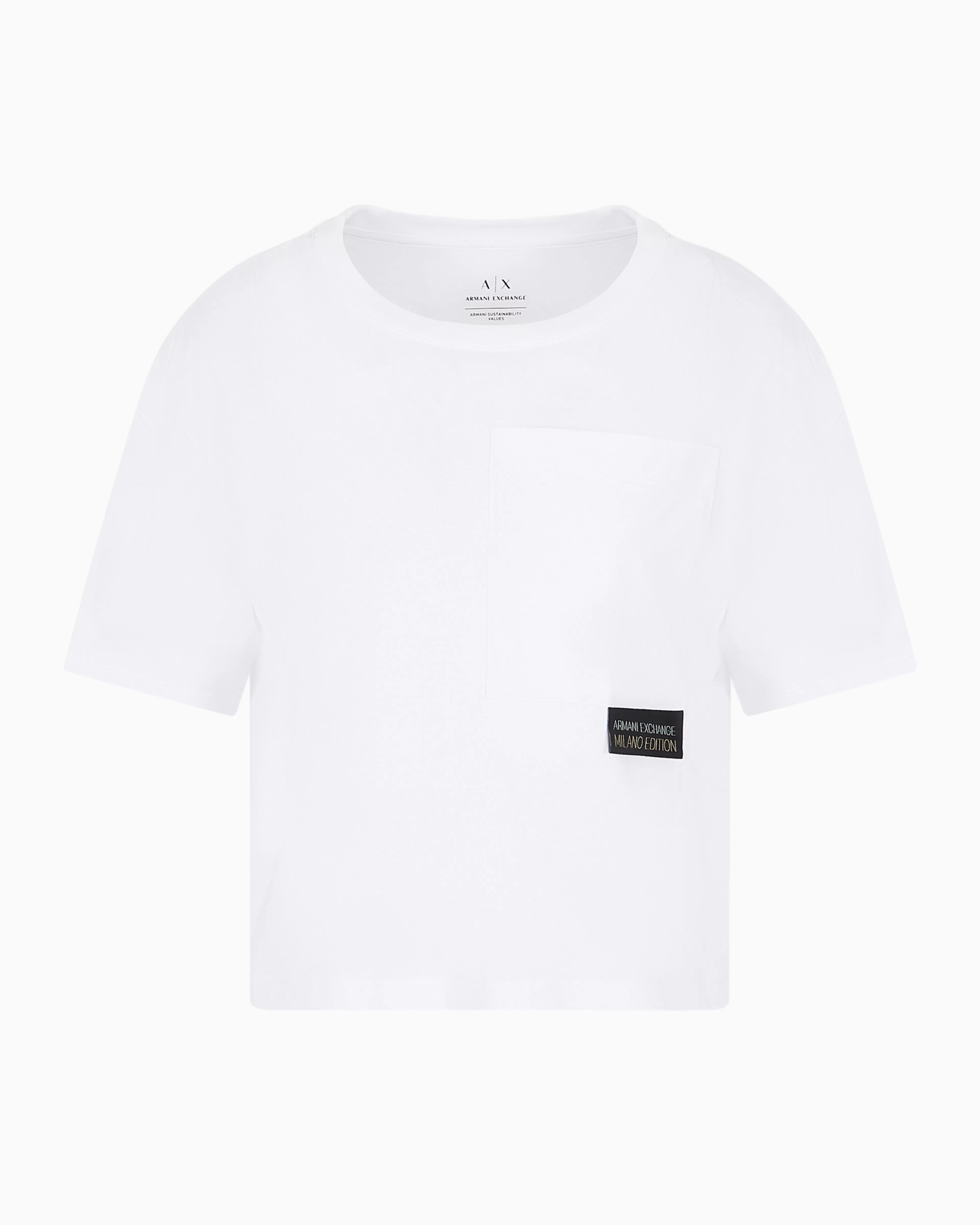 Armani Exchange Cropped T-shirt with monogram logo in ASV cotton* T-Shirts