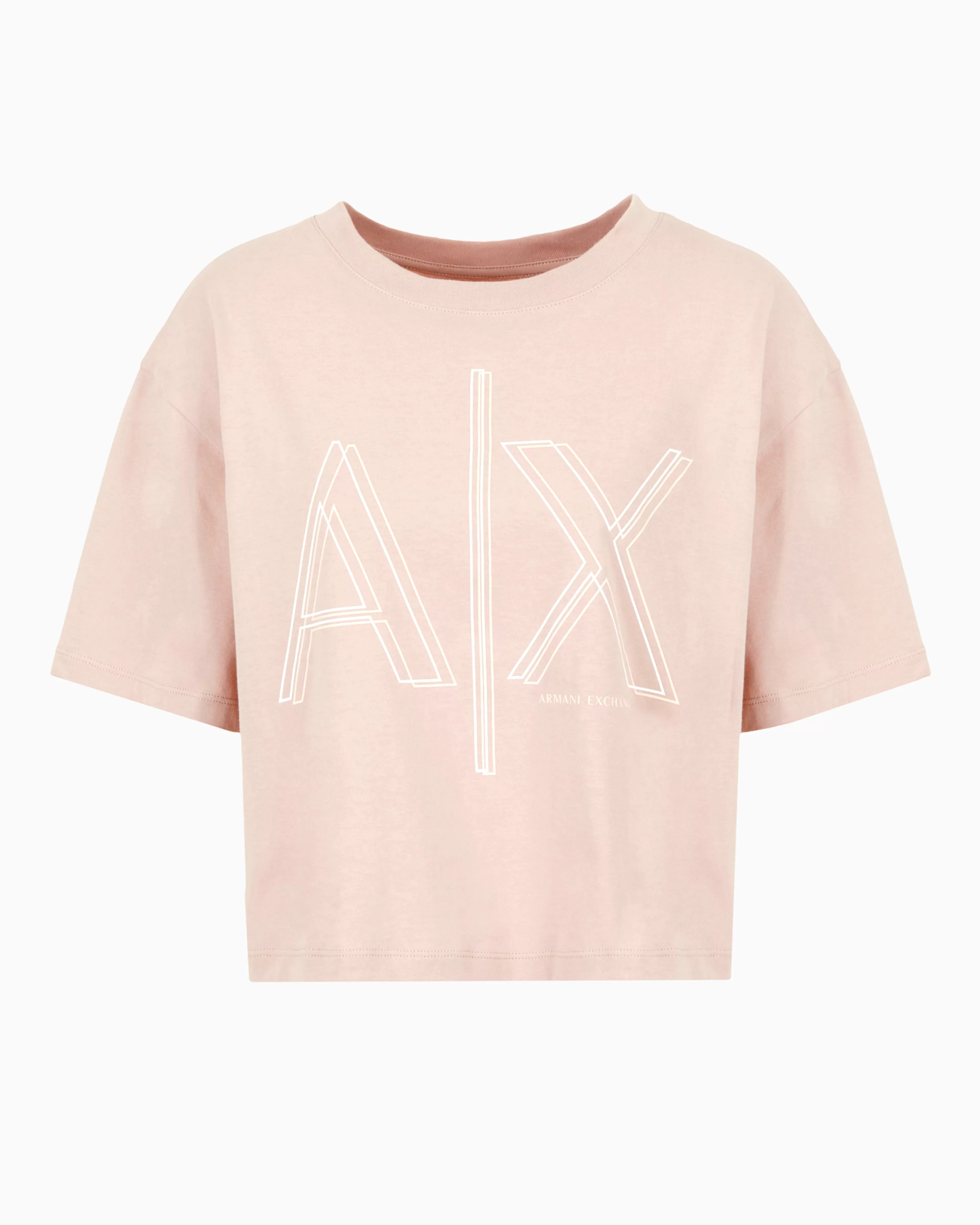 Armani Exchange Cropped T-shirt with monogram logo in ASV cotton* T-Shirts