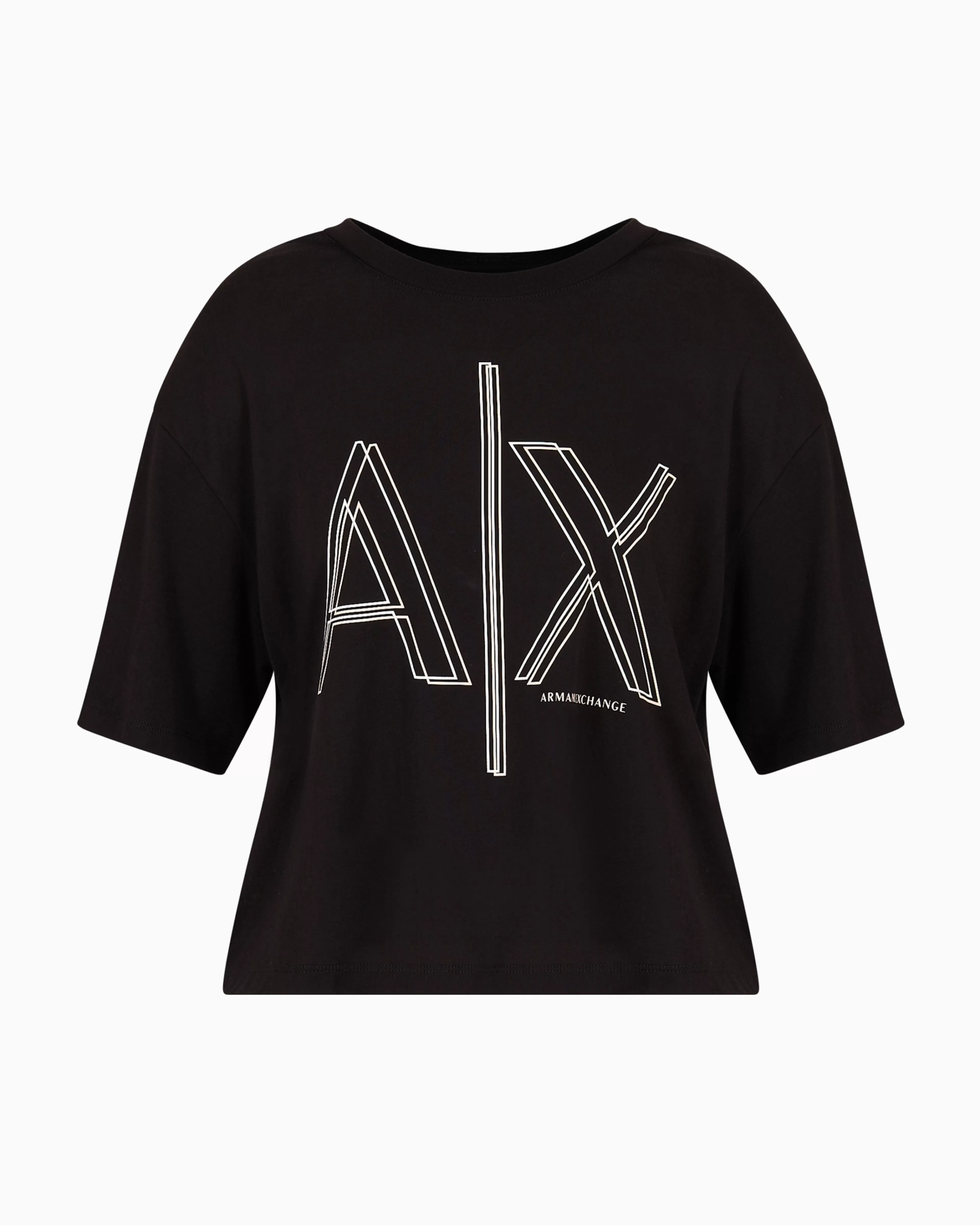 Armani Exchange Cropped T-shirt with monogram logo in ASV cotton* T-Shirts