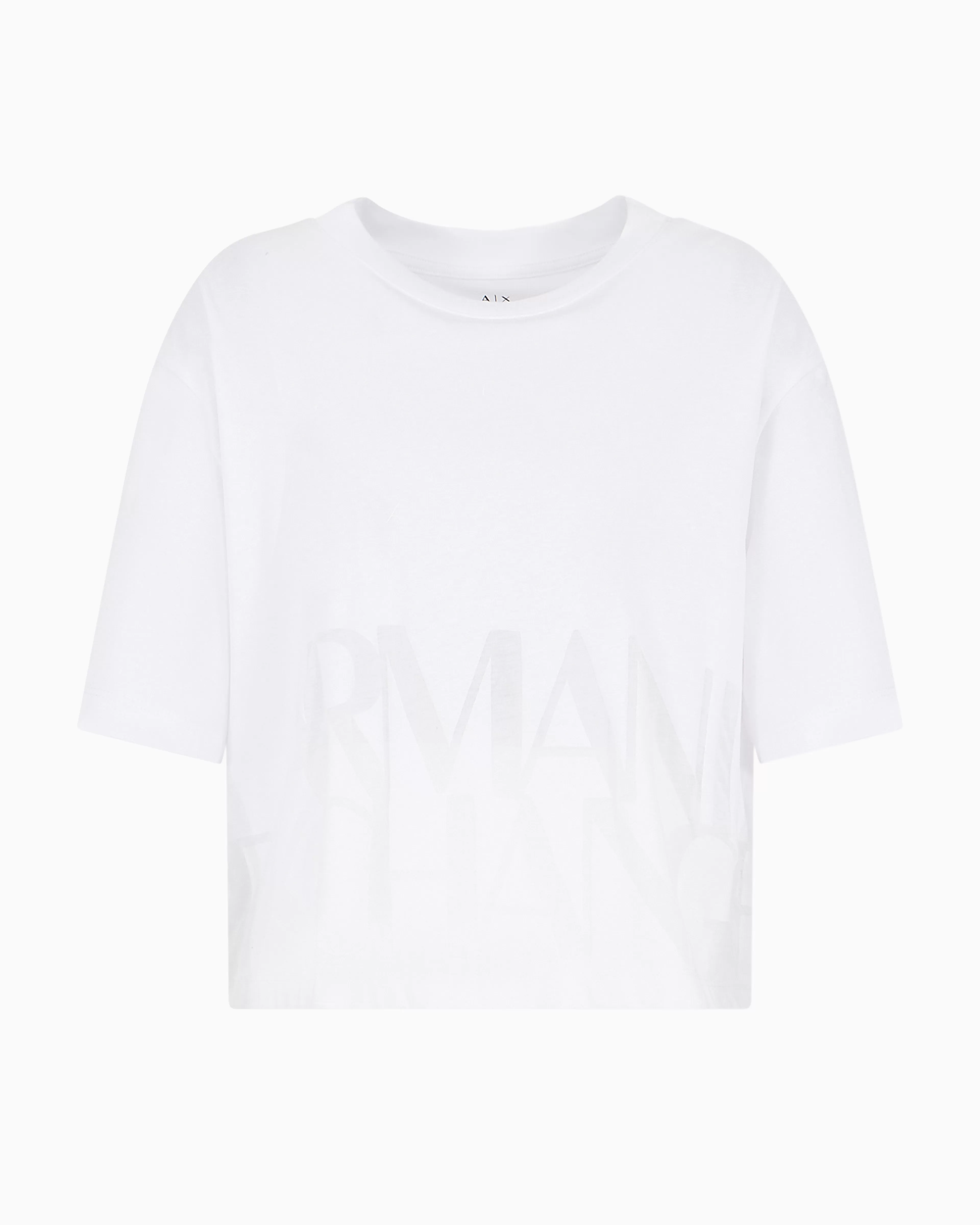 Armani Exchange Cropped T-shirt with monogram logo in ASV cotton* T-Shirts