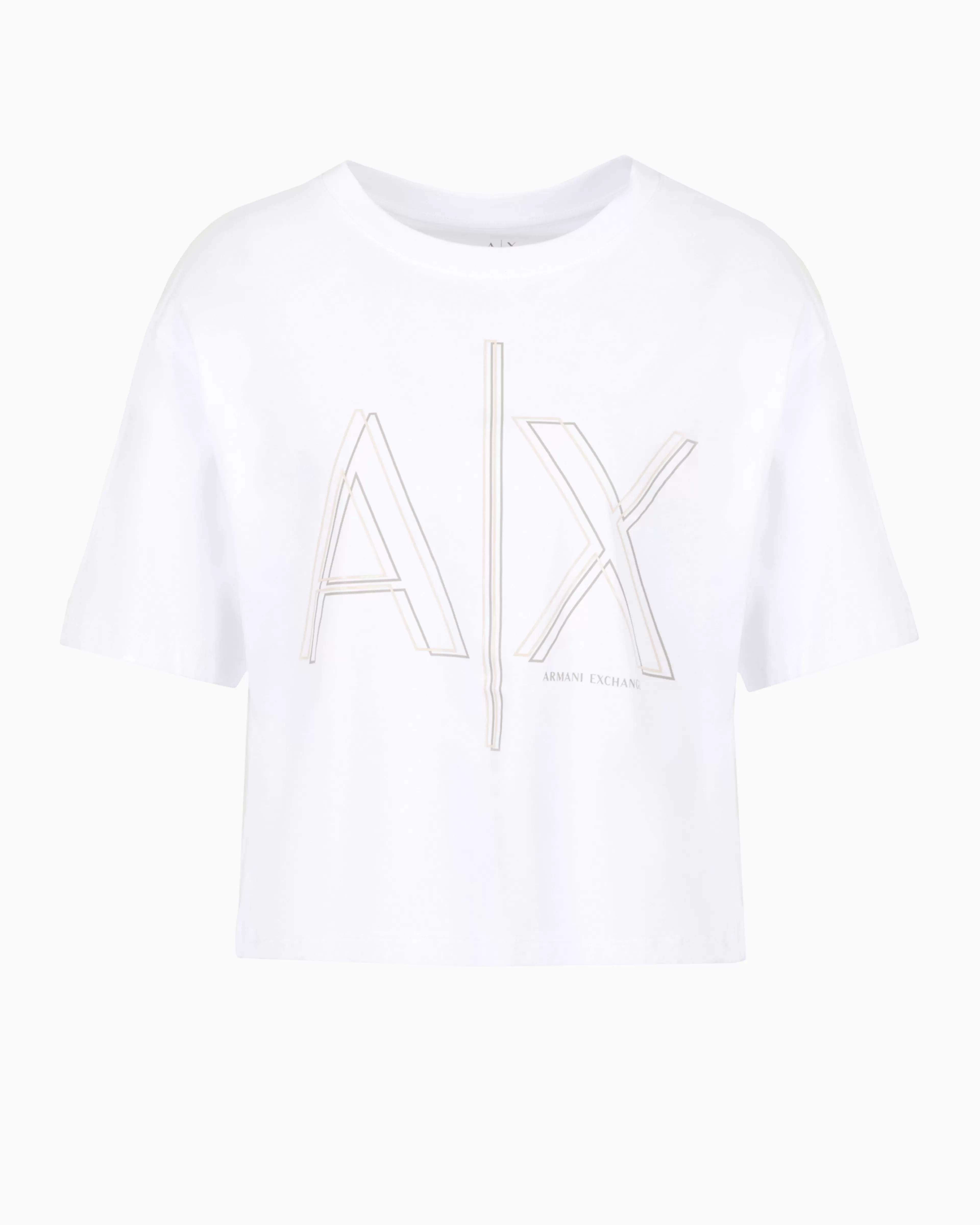 Armani Exchange Cropped T-shirt with monogram logo in ASV cotton* T-Shirts