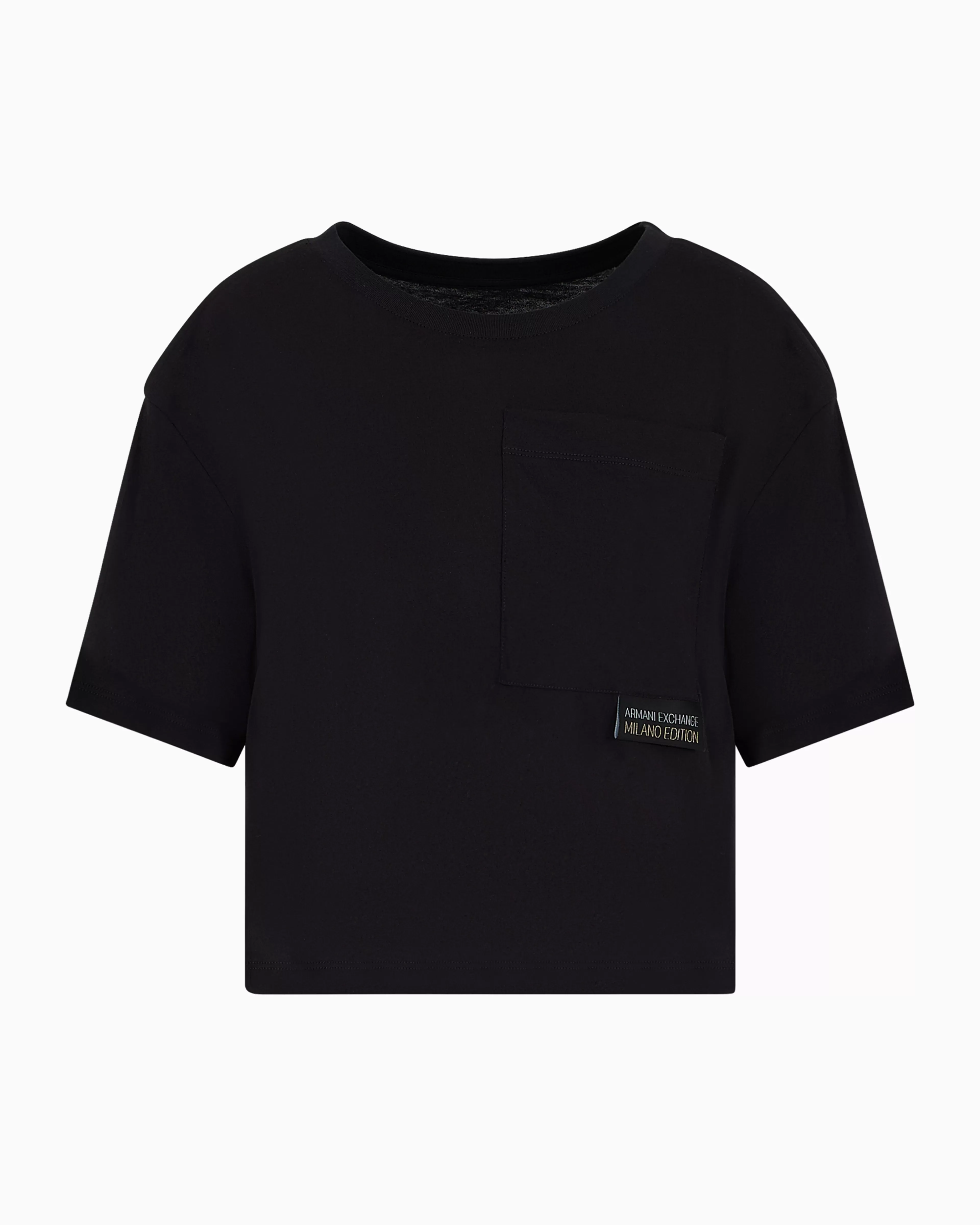 Armani Exchange Cropped T-shirt with monogram logo in ASV cotton* T-Shirts