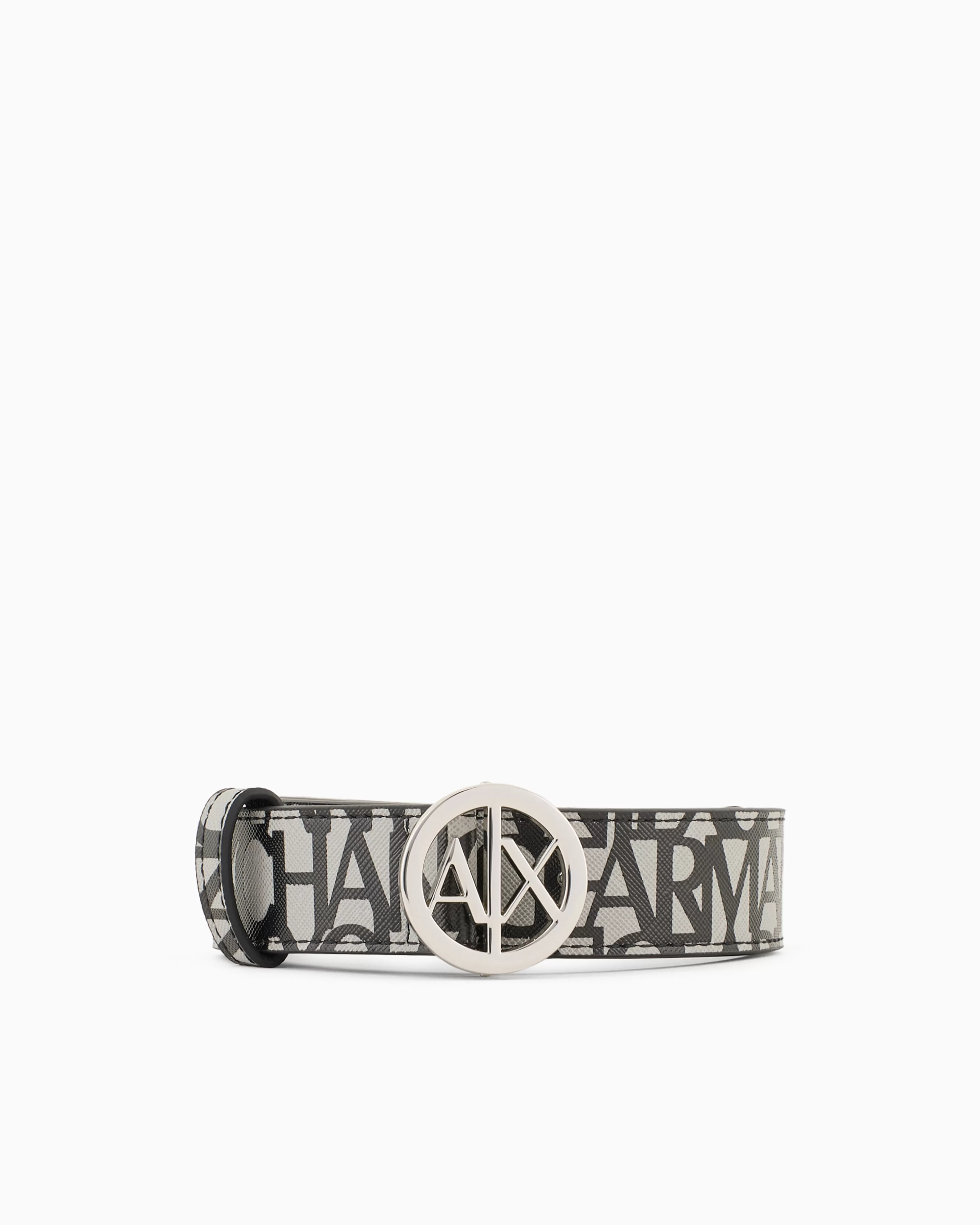 Armani Exchange Eco-leather belt with round logo buckle* Belts