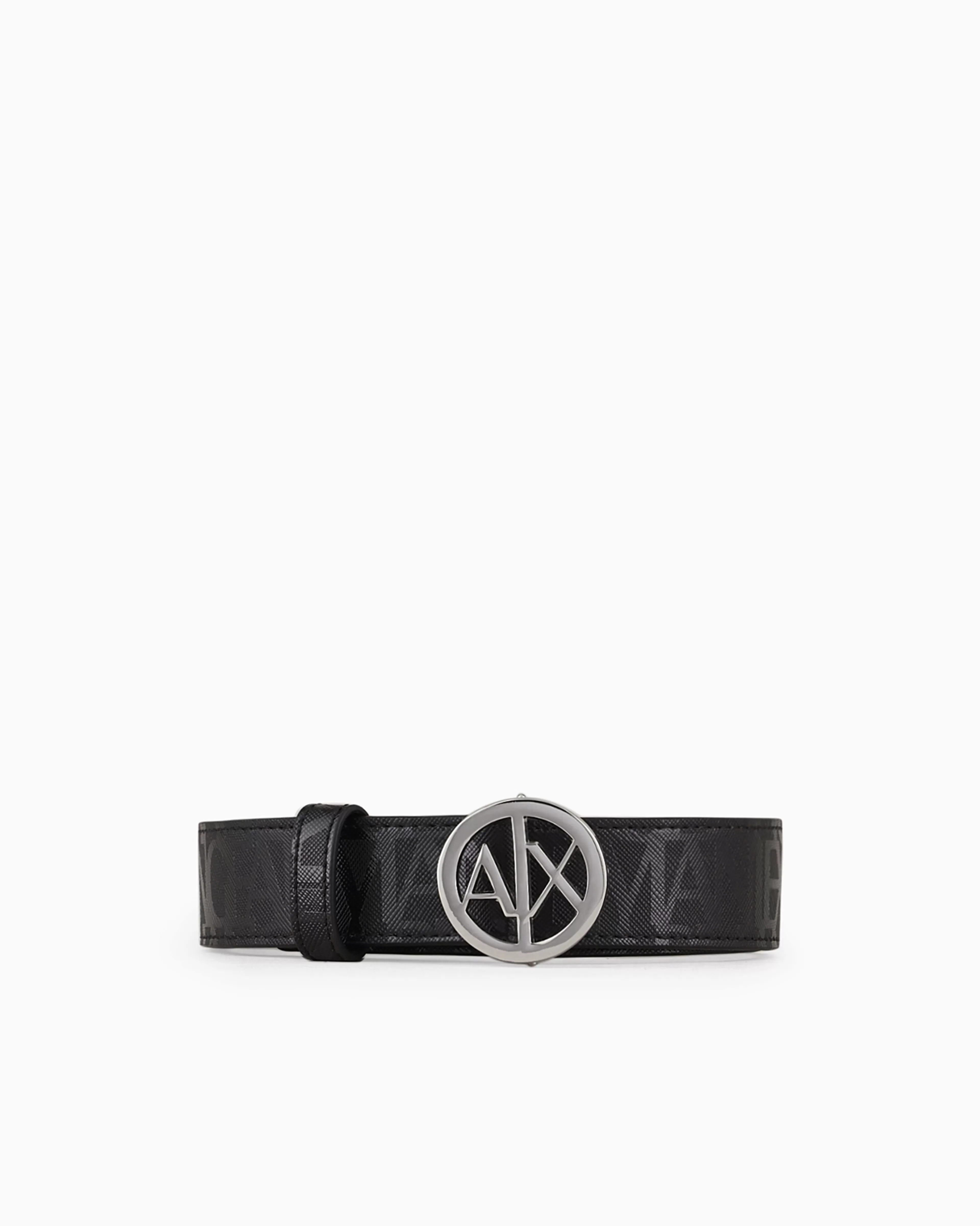 Armani Exchange Eco-leather belt with round logo buckle* Belts