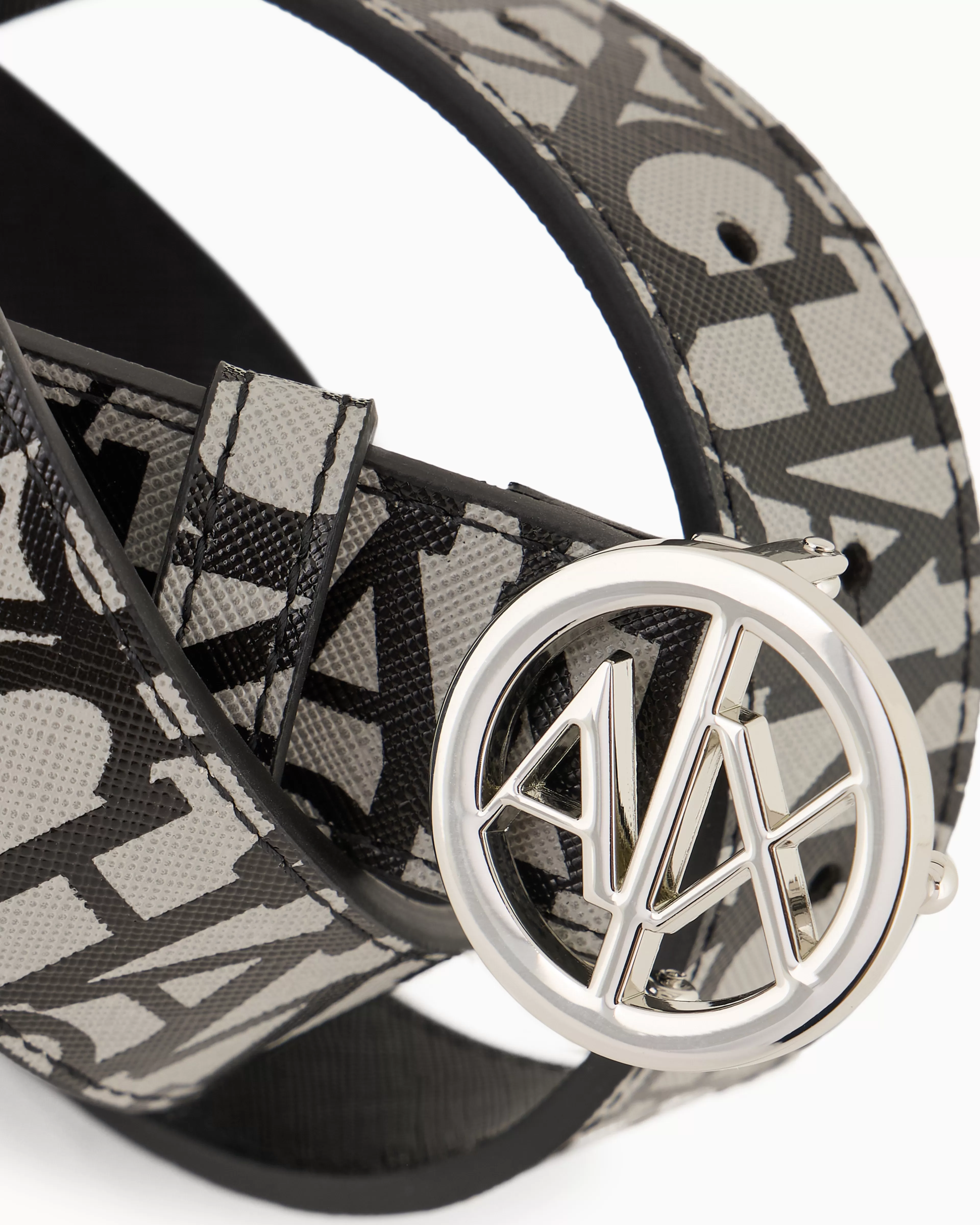 Armani Exchange Eco-leather belt with round logo buckle* Belts