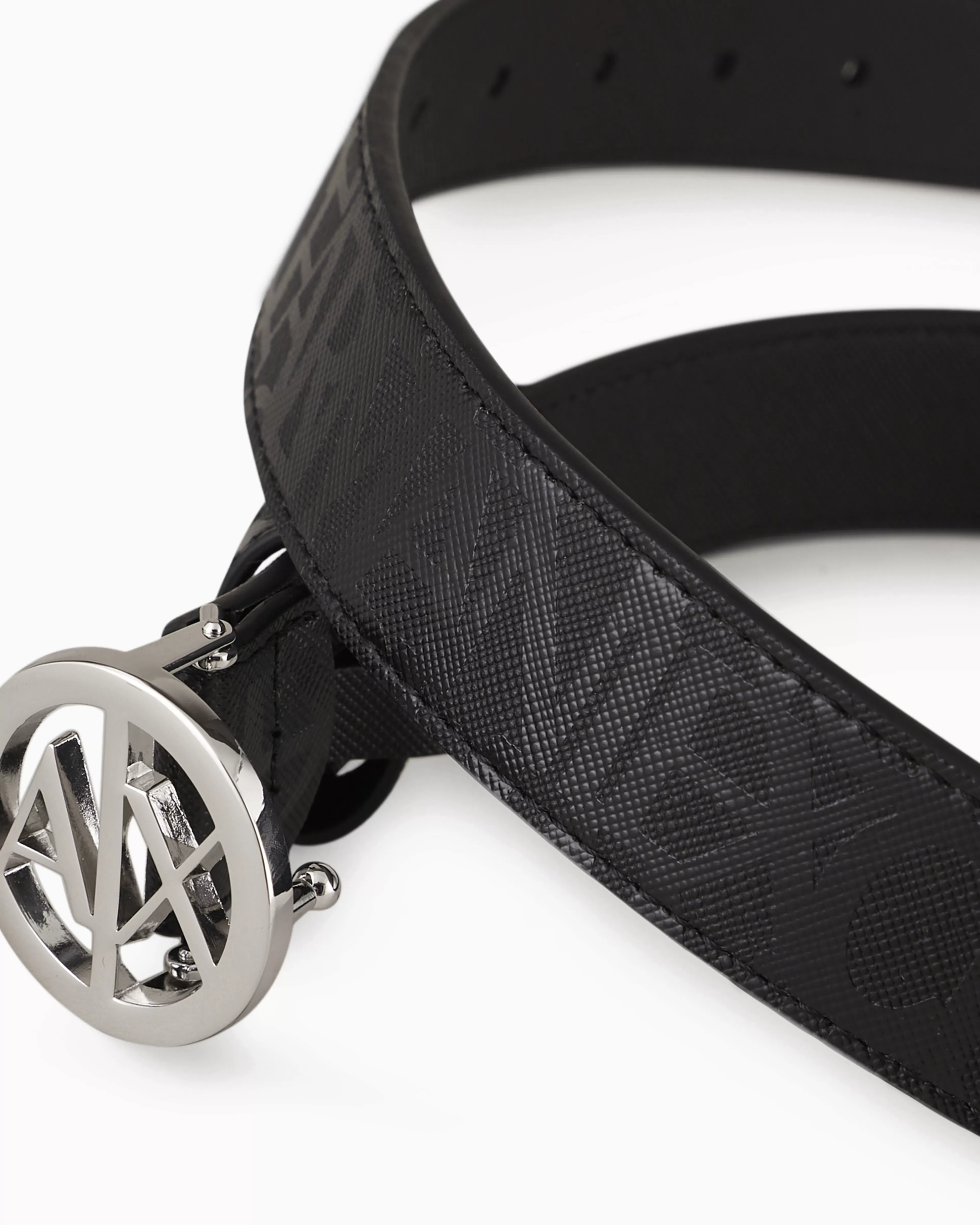 Armani Exchange Eco-leather belt with round logo buckle* Belts