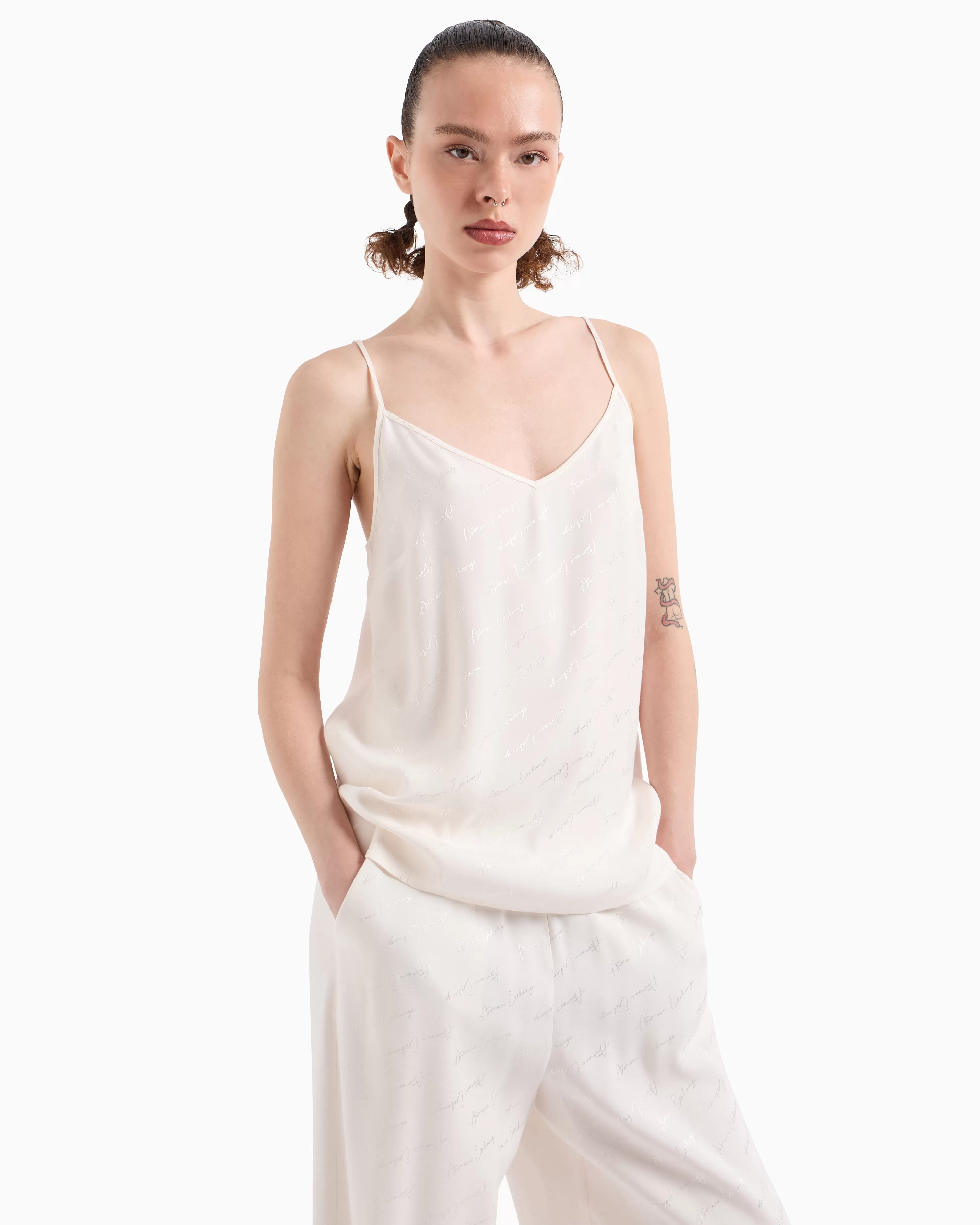 Armani Exchange Fabric top with allover logo* Matching Sets | Shirts And Tops