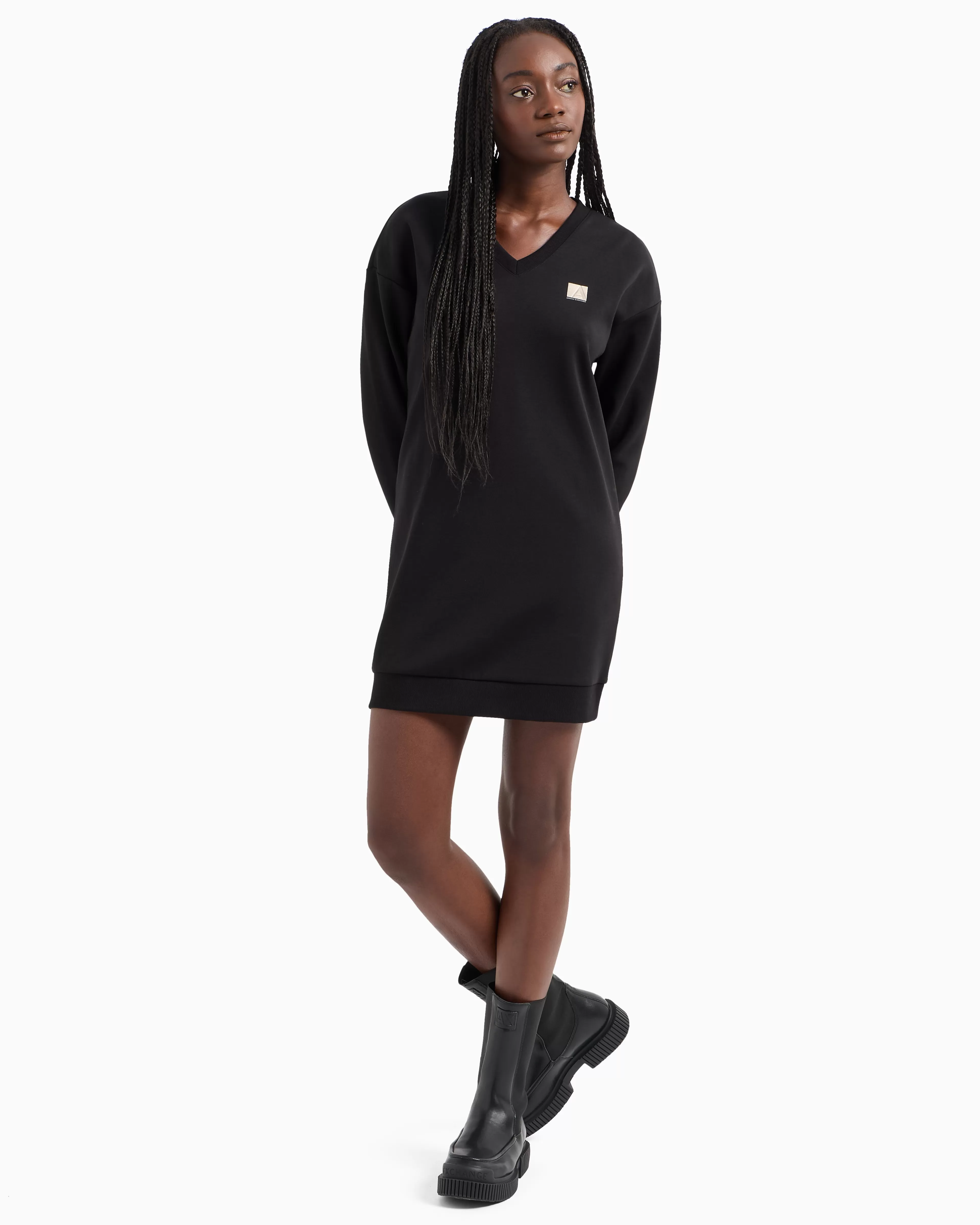 Armani Exchange French terry midi dress with embroidered logo* Dresses And Jumpsuits