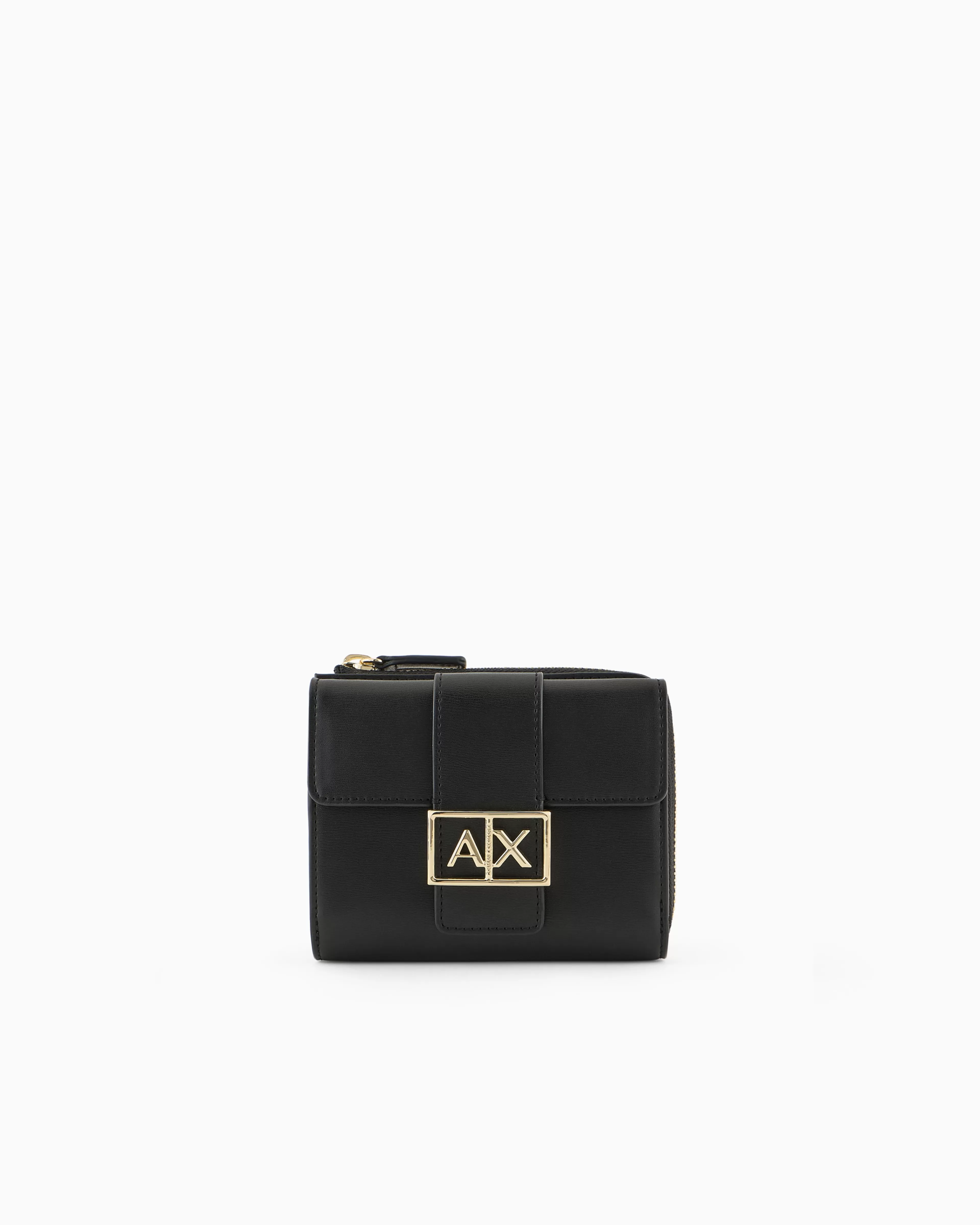 Armani Exchange Gold Monogram Logo Card Holder* Wallets And Small Leather Goods