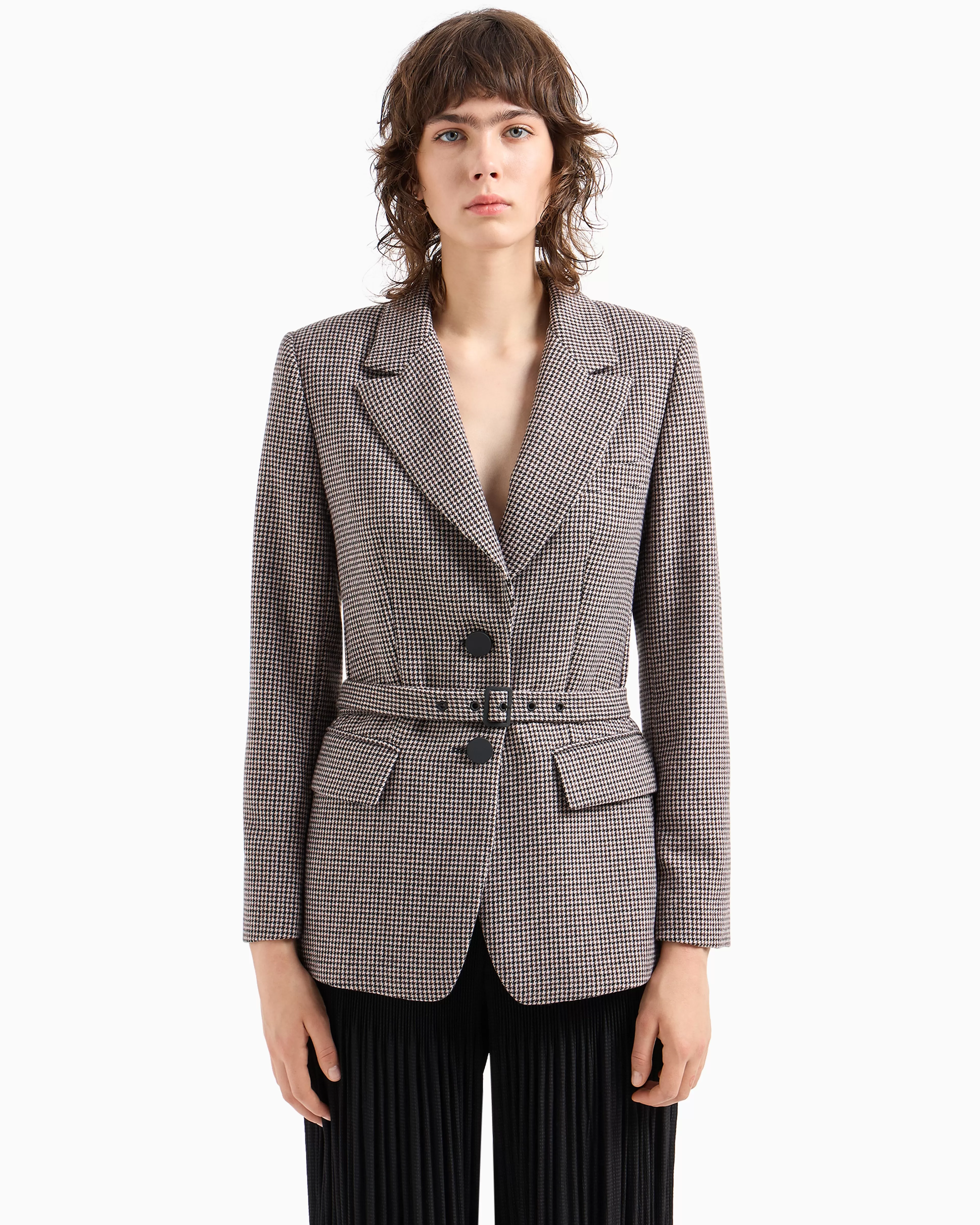 Armani Exchange Jacket in houndstooth fabrics with belt* Matching Sets | Jackets