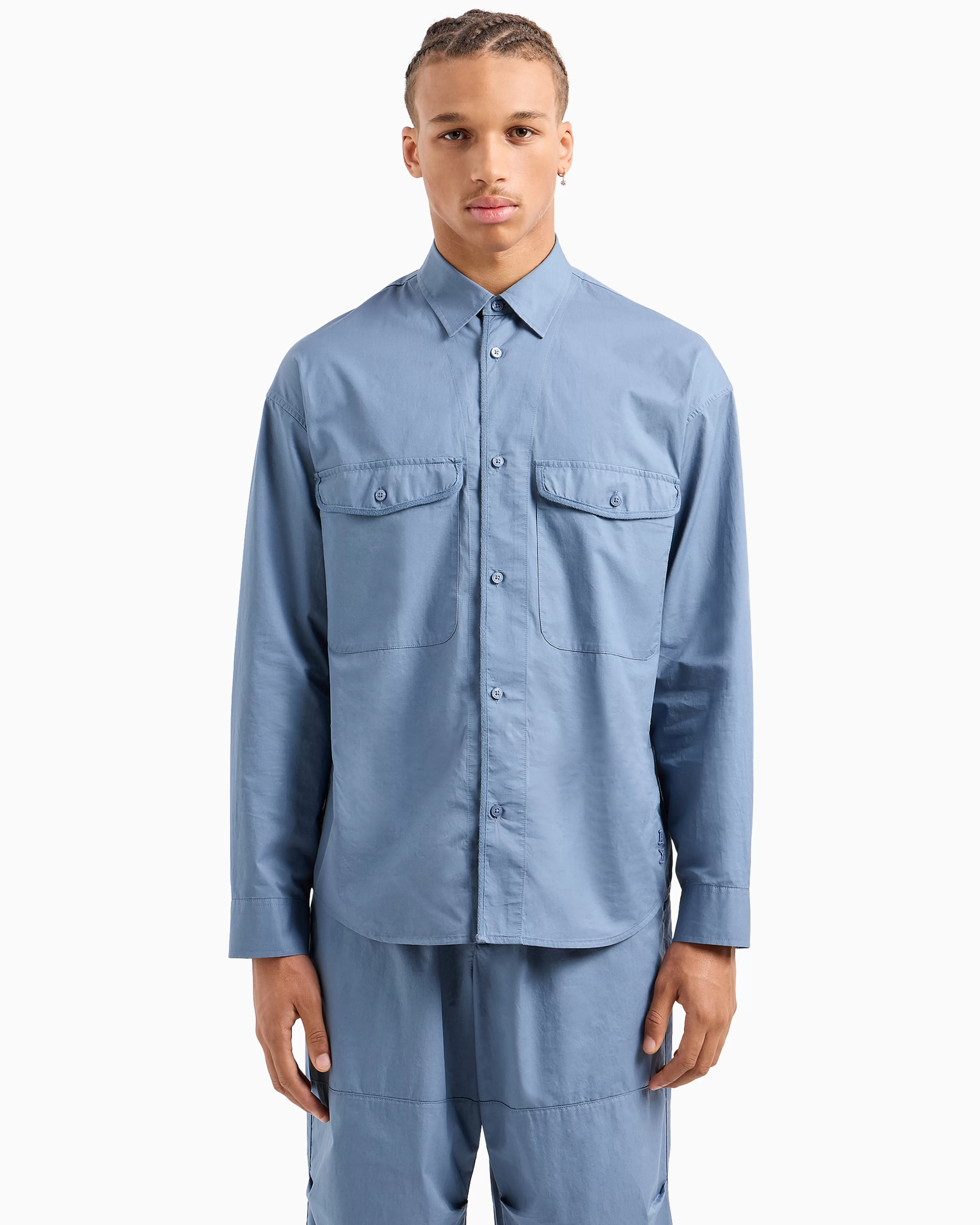 Armani Exchange Loose fit cotton twill shirt with pockets* Matching Sets | Shirts