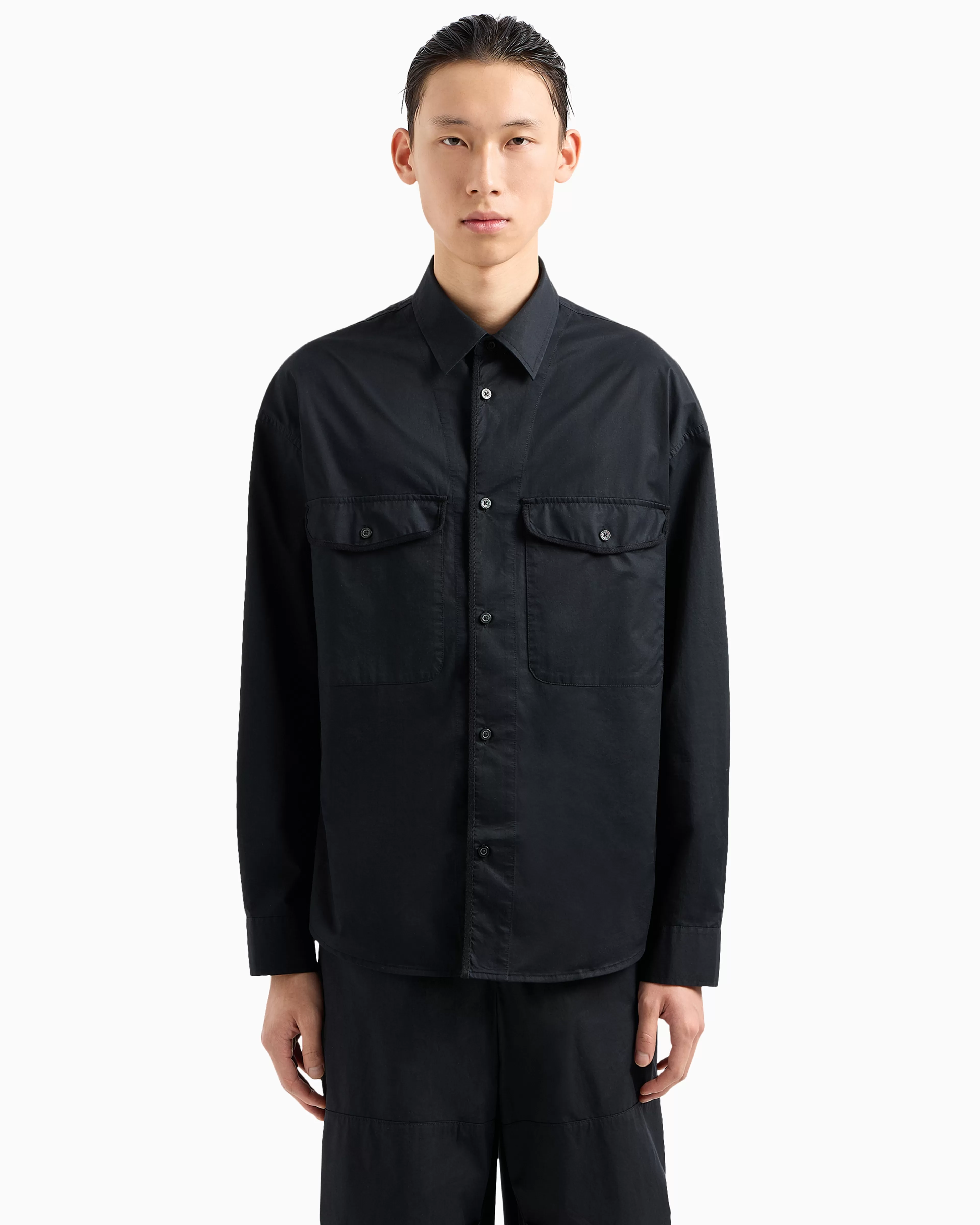 Armani Exchange Loose fit cotton twill shirt with pockets* Matching Sets | Shirts