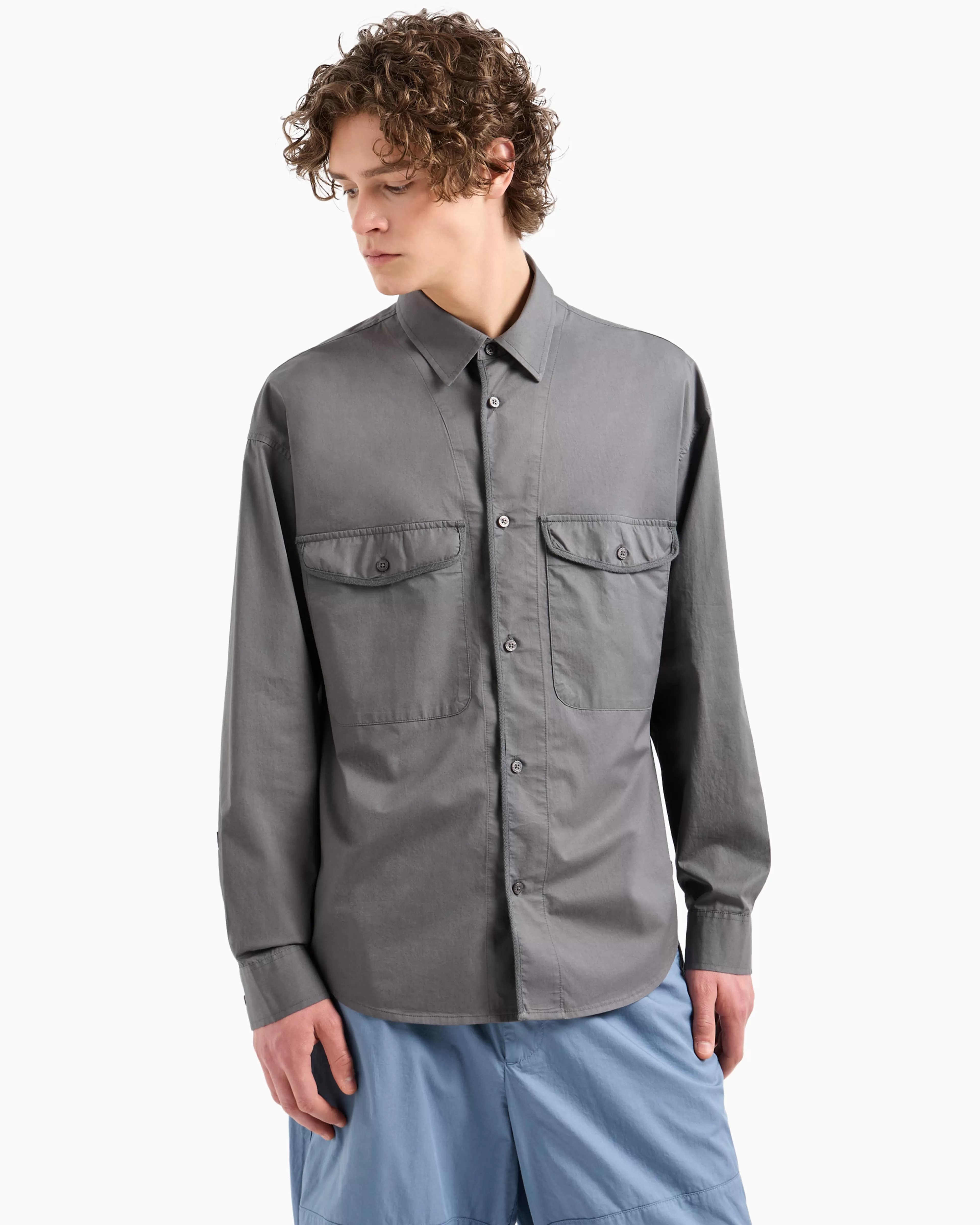 Armani Exchange Loose fit cotton twill shirt with pockets* Shirts