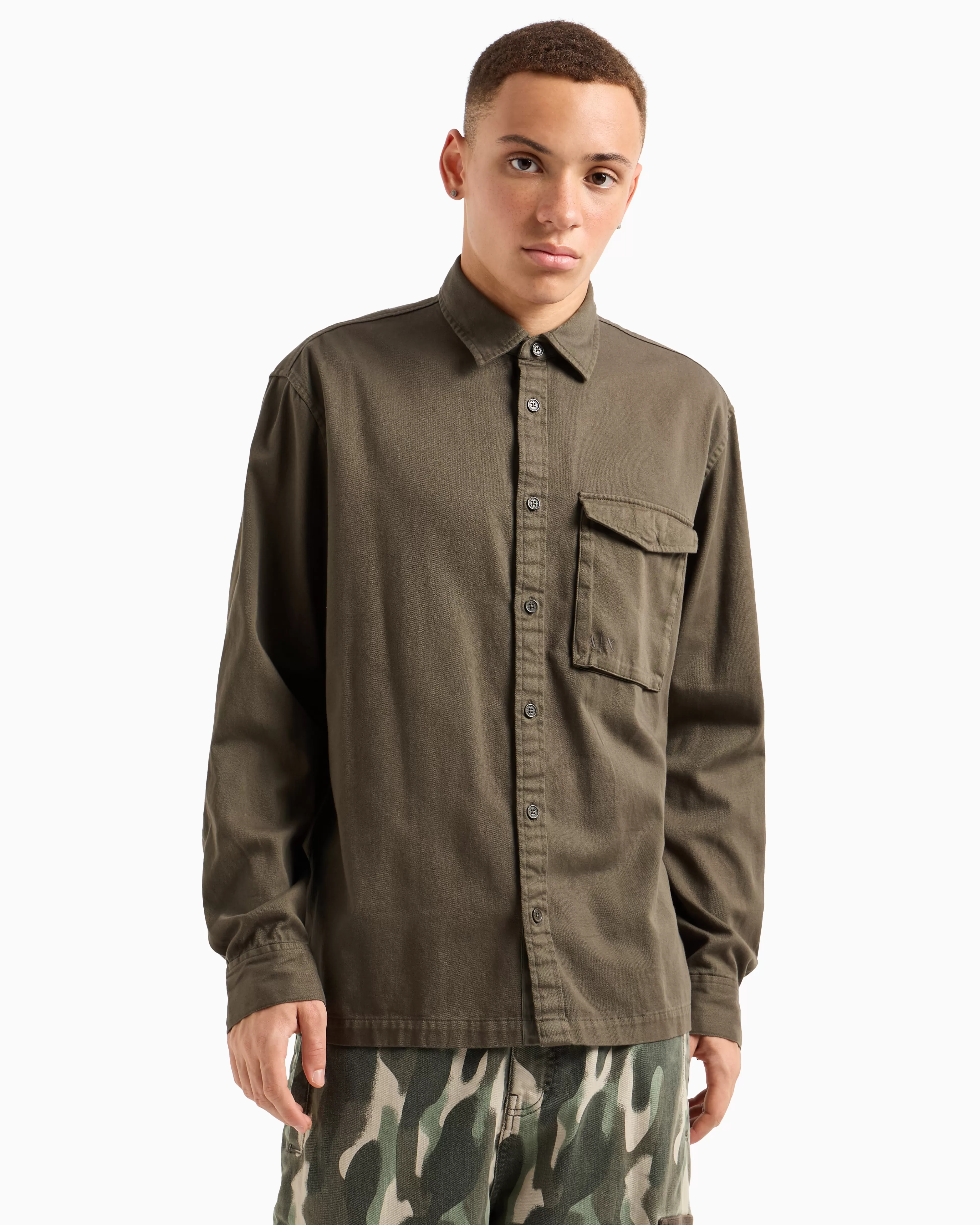 Armani Exchange Loose-fit cotton twill shirt with pockets* Shirts