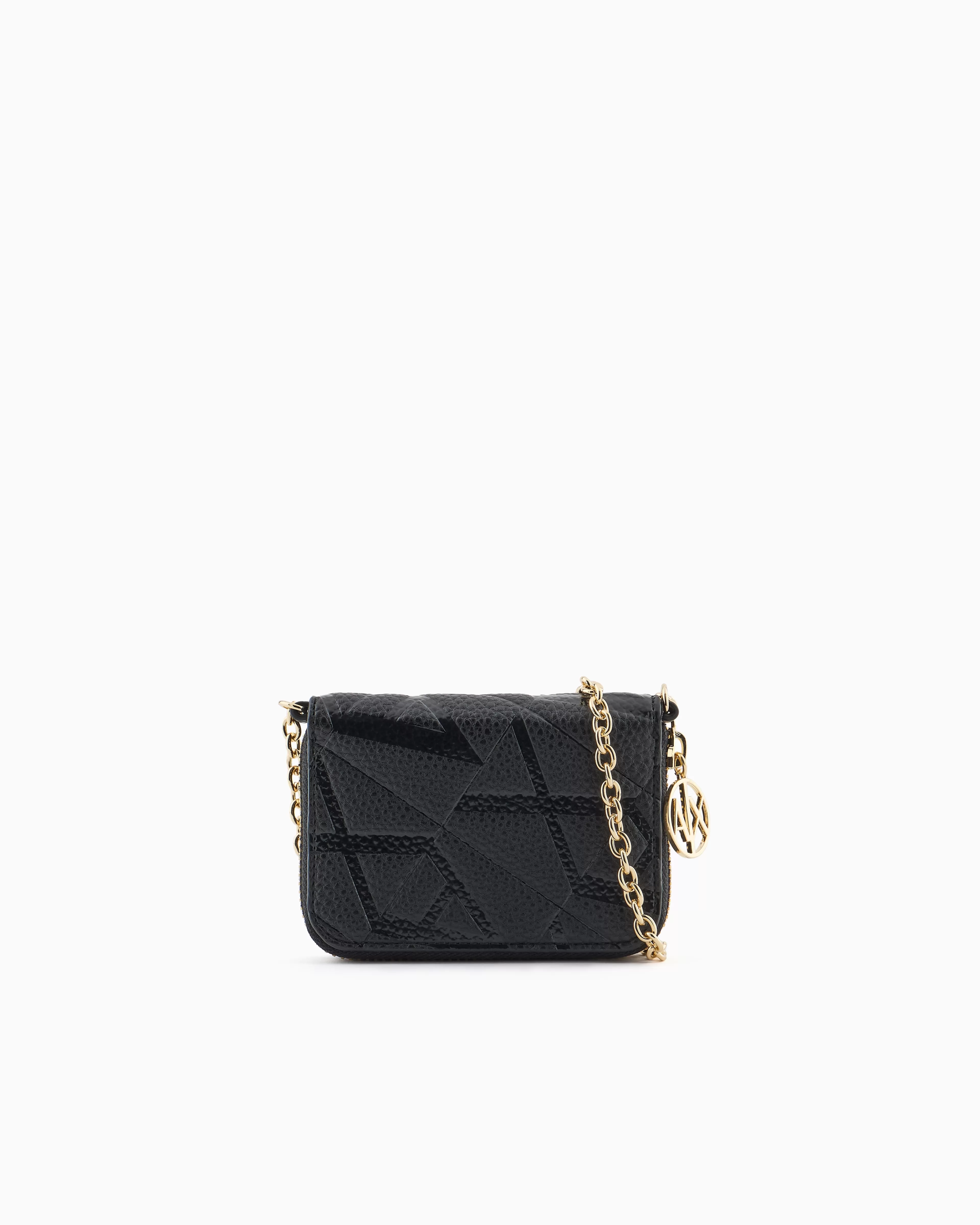 Armani Exchange Mini wallet with monogram logo and chain* Wallets And Small Leather Goods