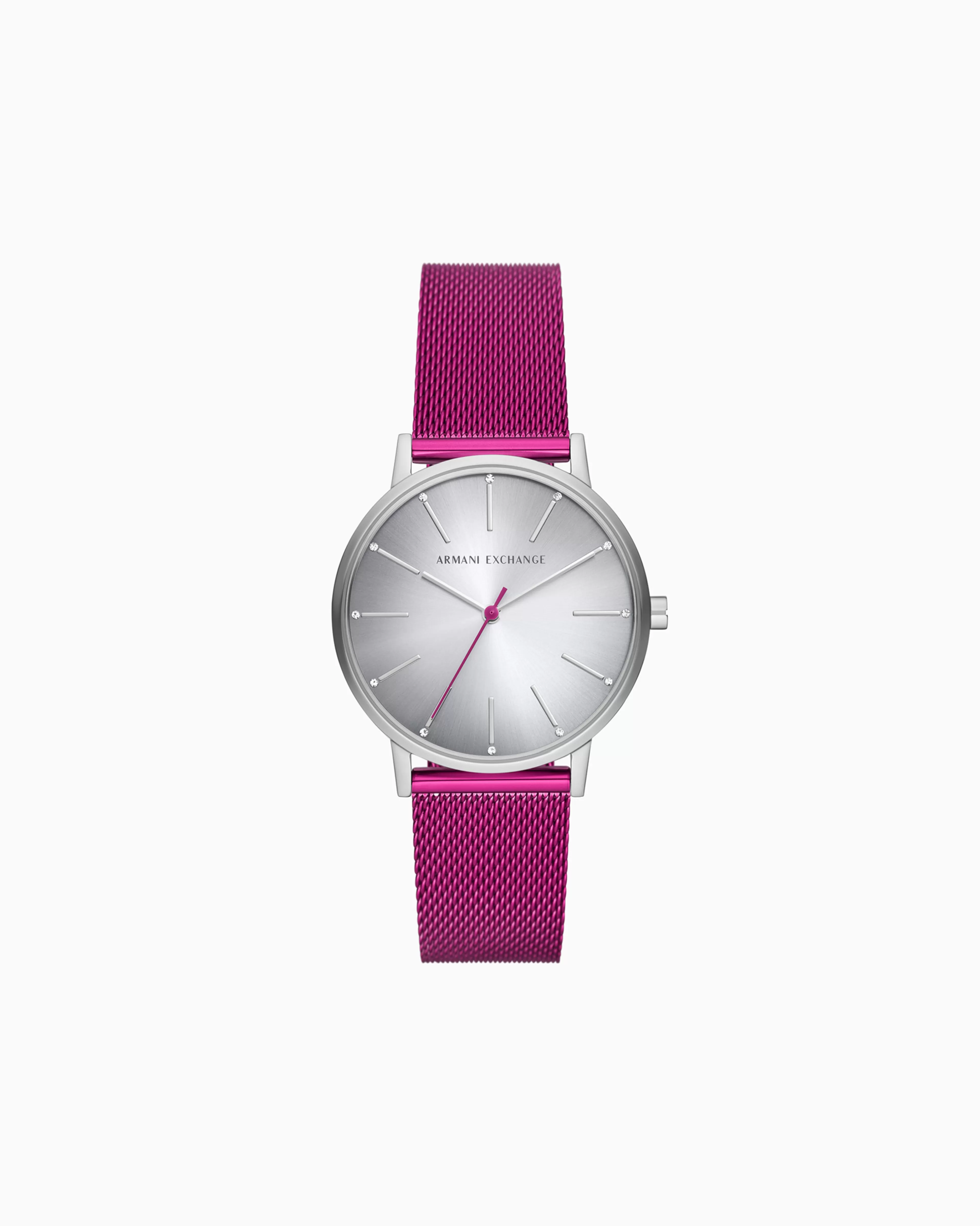 Armani Exchange Pink stainless steel mesh three-hand watch* Woman