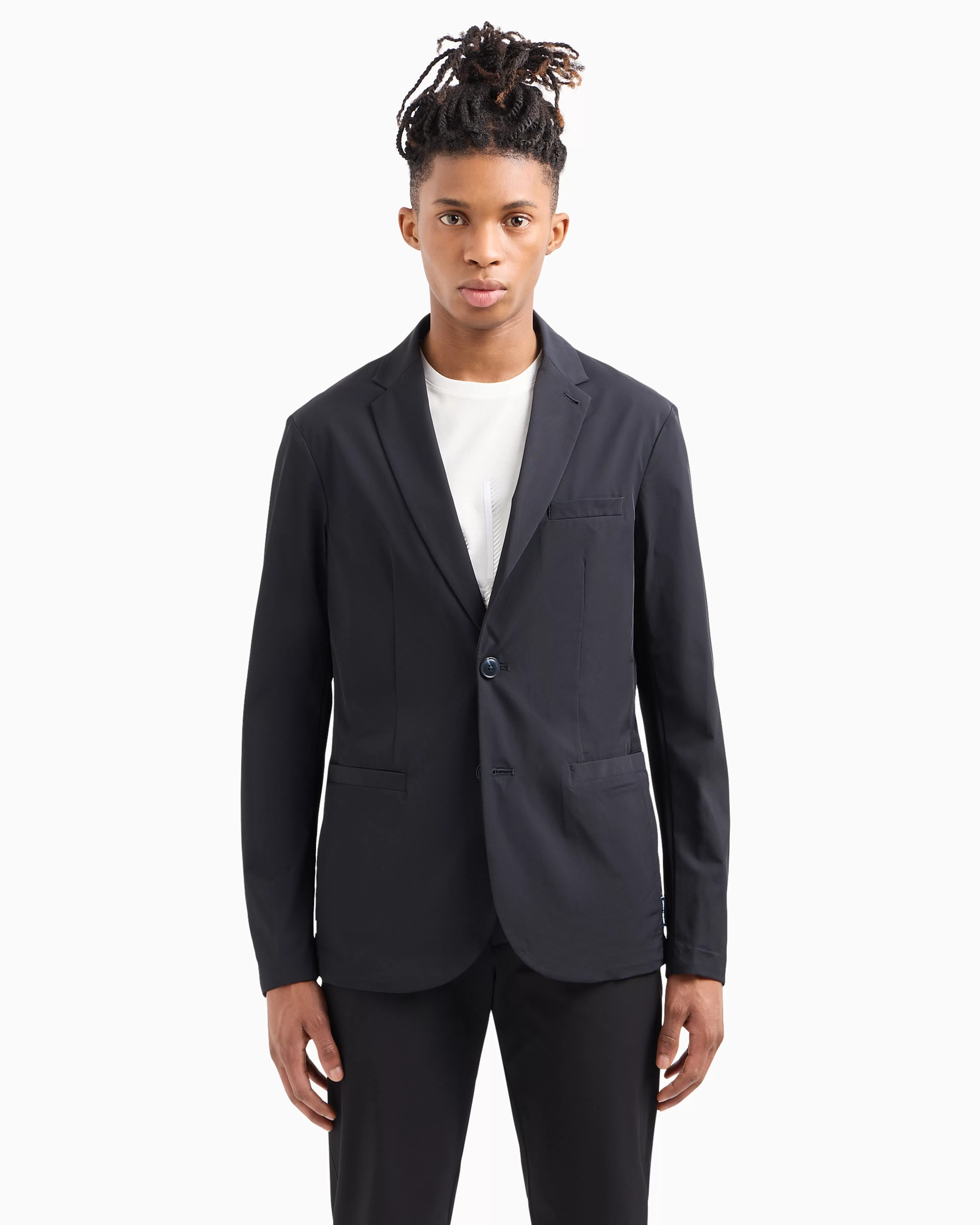 Armani Exchange Single-breasted jacket in ultra-stretch twill* Essentials | Matching Sets