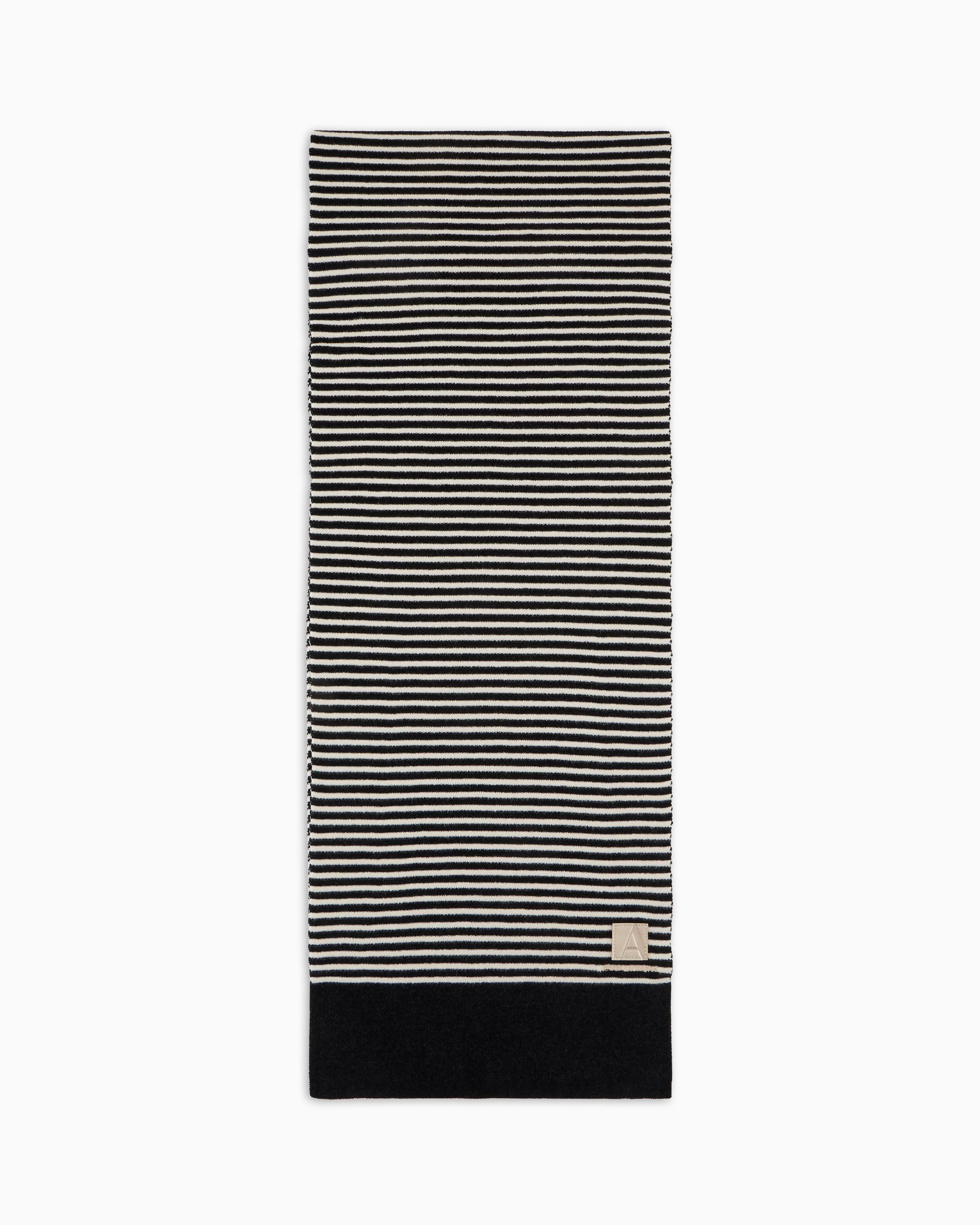 Armani Exchange Striped scarf with logo patch* Scarves